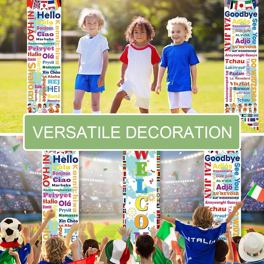 Banniere de porte Coupe du Monde 2026, lot de 3 pieces, decoration football verticale interieur exterieur