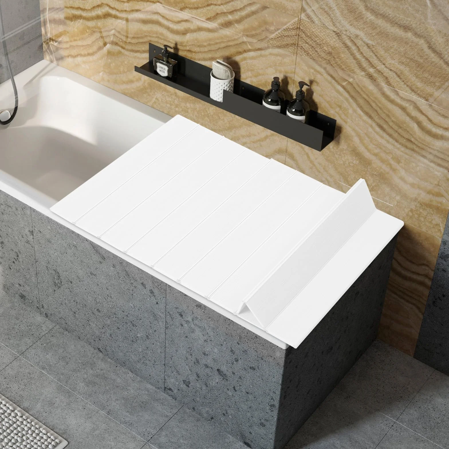 Plateau de baignoire pliable 160 x 70 cm PVC anti-poussière blanc