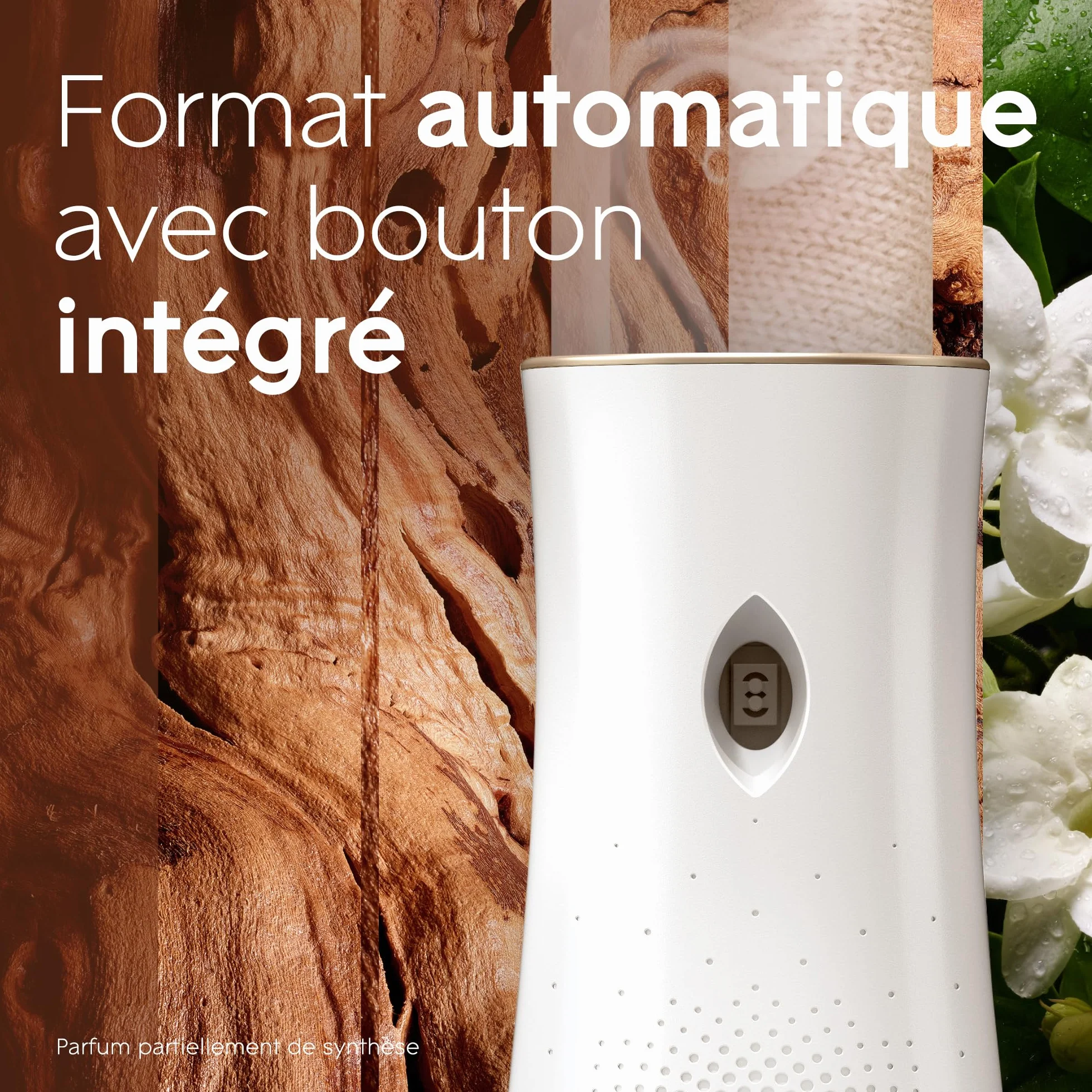 Glade Automatic Spray Diffuseur Infusé Aux Huiles Essentielles Sensual Sandalwood et Jasmine 1 Diffuseur et 1 Recharge