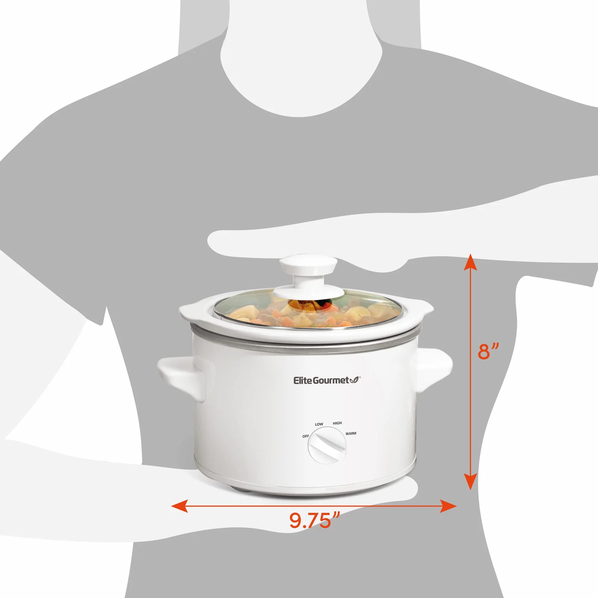 Elite Gourmet MST-250XW Mijoteuse électrique avec cuve en céramique, température réglable, pour entrées, sauces, soupes, rôtis et plats mijotés, passe au lave-vaisselle (1,4 L, blanc)