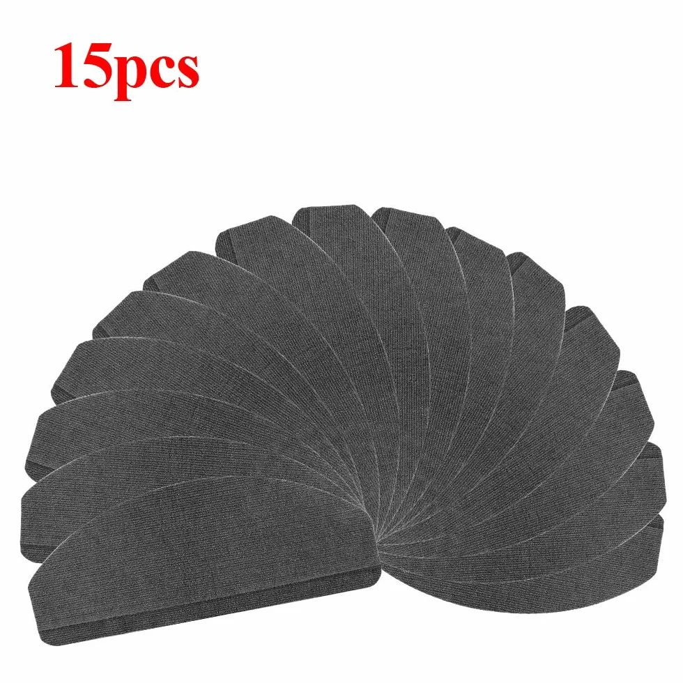 Set de 15 marchettes d'escalier antidérapantes semi-circulaires, Tapis de protection 65x21x4cm Noir