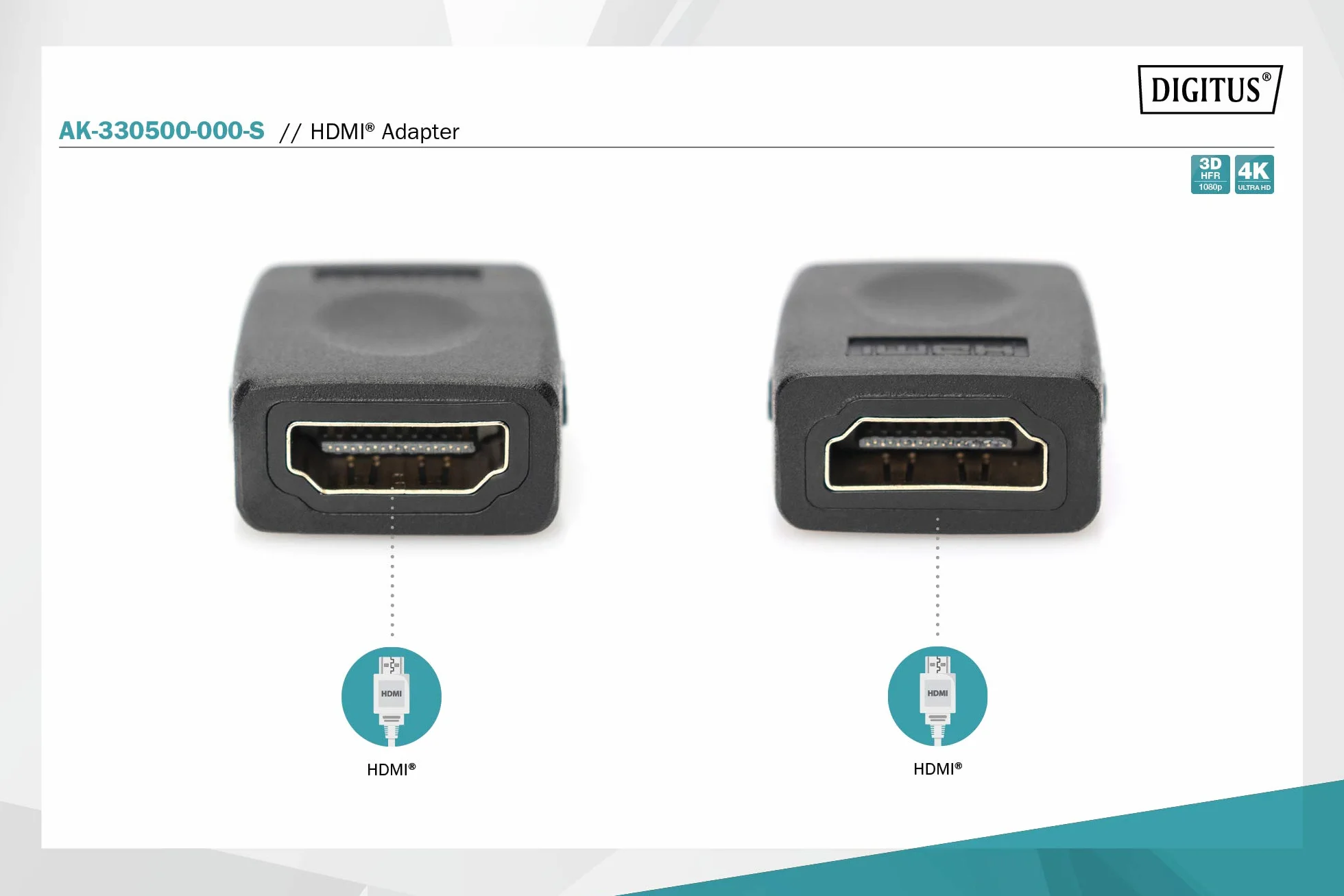 Digitus AK-330500-000-S typ A żeński – adapter HDMI typu A – czarny