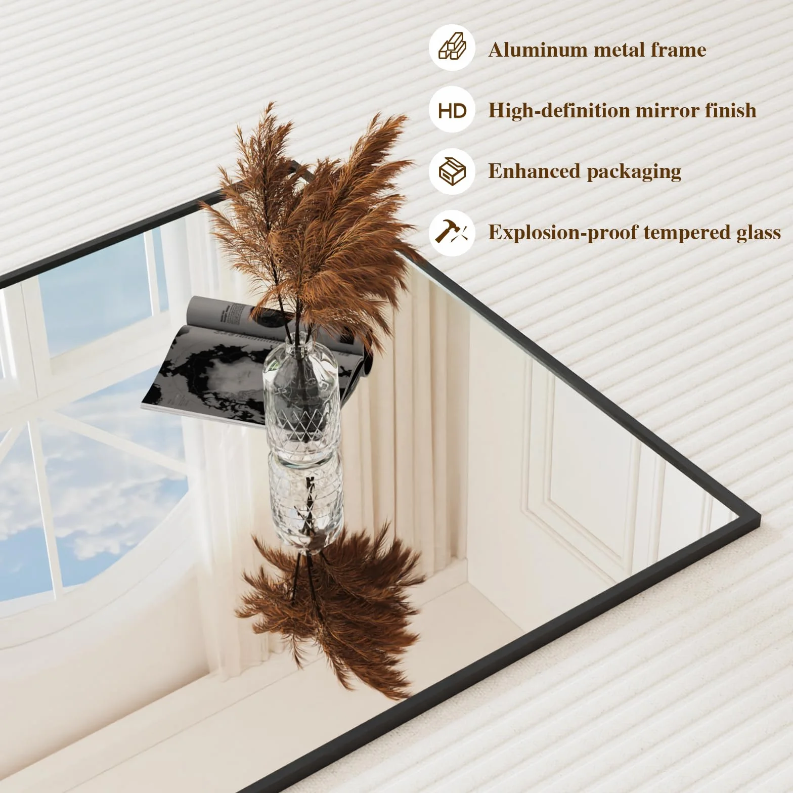 Miroir sur Pied 171x76 cm, Grand Miroir Intégral, Cadre en Alliage d'Aluminium, Verre Trempé