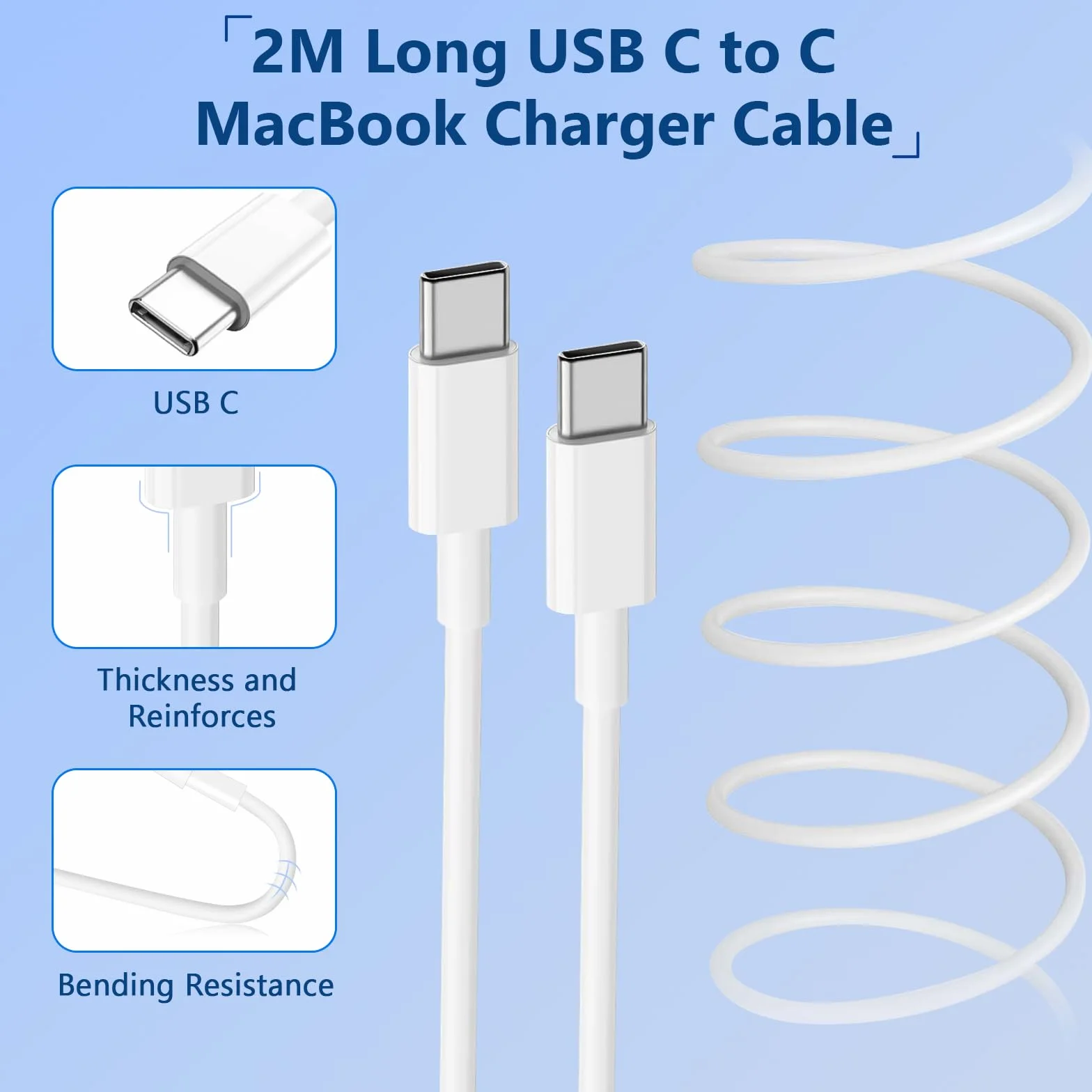 Chargeur USB-C Rapide 100 W Compatible MacBook Air Pro M1 M2 M3 M4 13-16 Pouces Adaptateur Voyage Type-C Câble 1,8 m