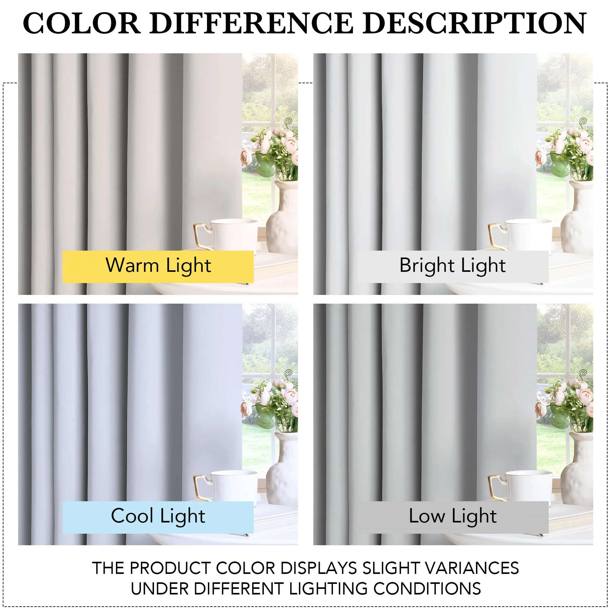 PONY DANCE Rideau Occultant Thermiques Isolants Anti Froid Grande Largeur 300x260 cm Gris Blanc