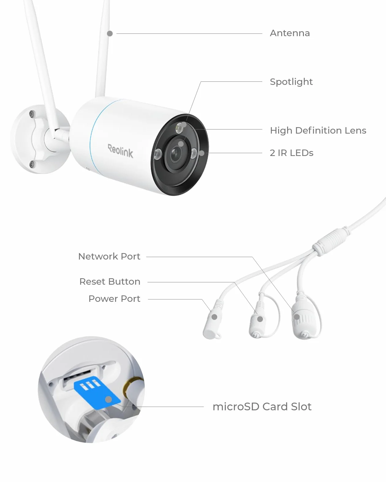 Reolink 4K Domowa Kamera Bezpieczeństwa, Kamera Zewnętrzna Wi-Fi 6 5/2,4 GHz z IP67, Wykrywanie Ludzi/Pojazdów/Zwierząt, Kolorowe Widzenie w Nocy, Dwukierunkowe Audio, Nagrywanie 24/7, RLC-810WA