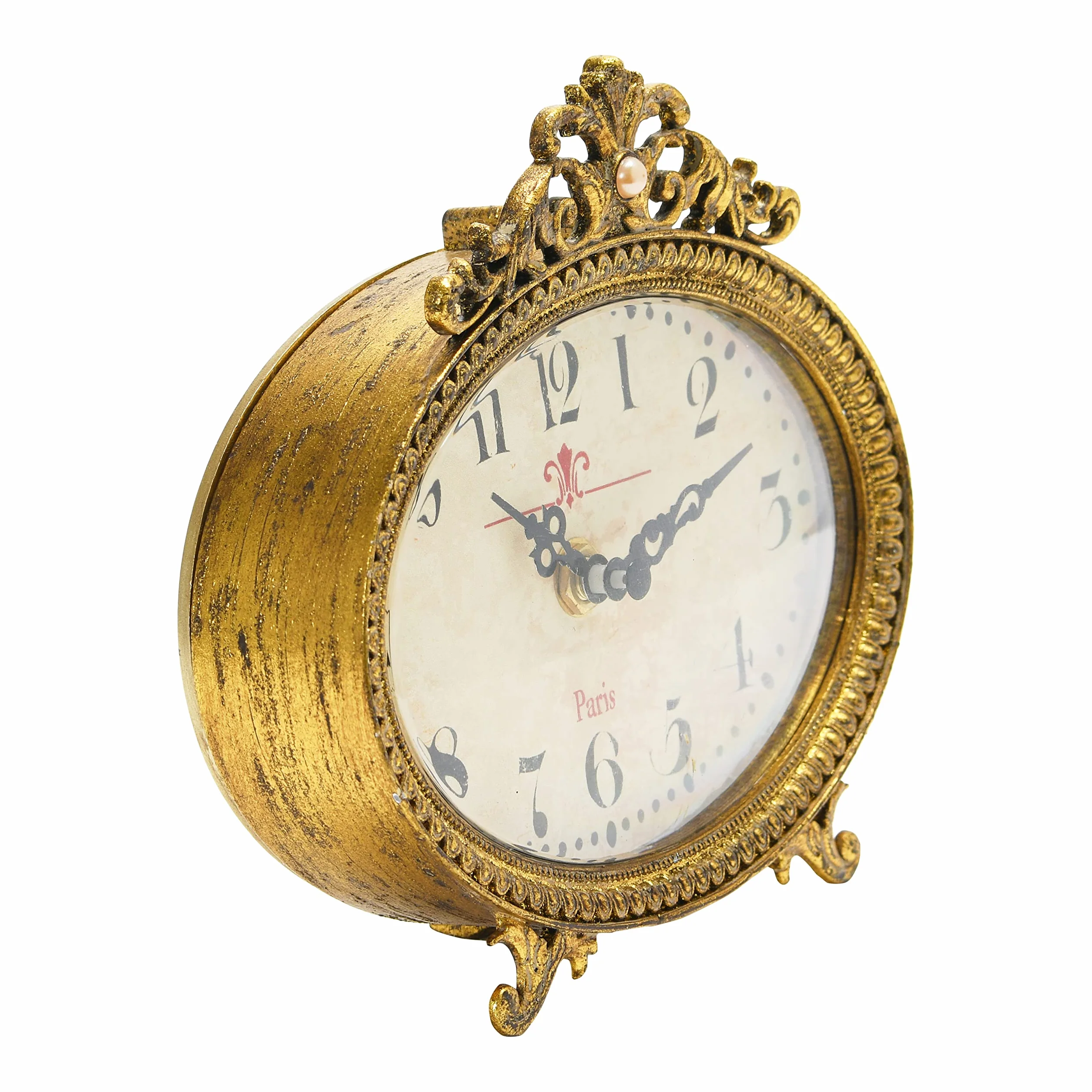 Creative Co-op Horloge de cheminée en étain vieilli finition dorée
