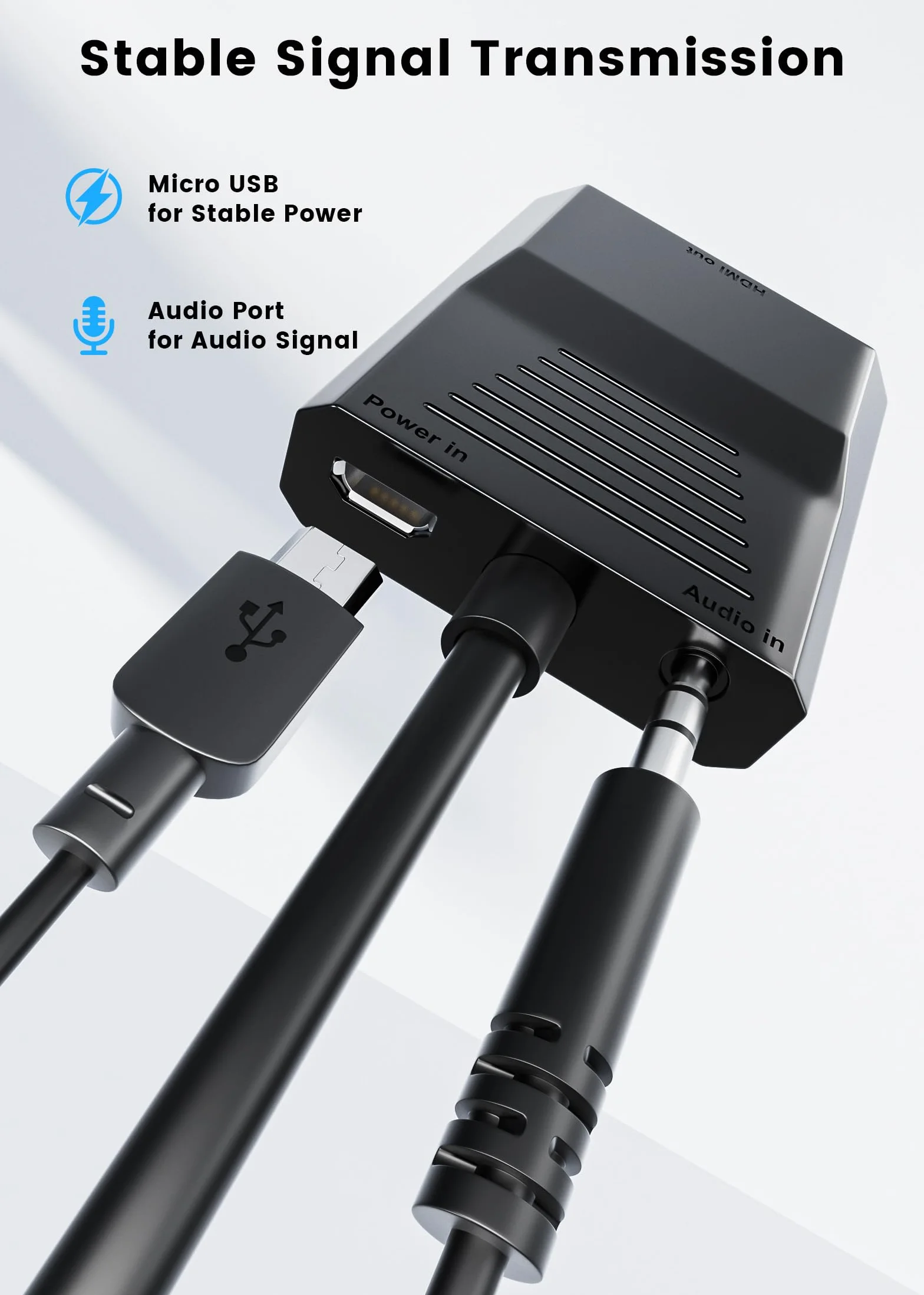 FOINNEX Adaptateur VGA vers HDMI 1080p Mâle Femelle Convertisseur Audio TV Ordinateur Projecteur Moniteur