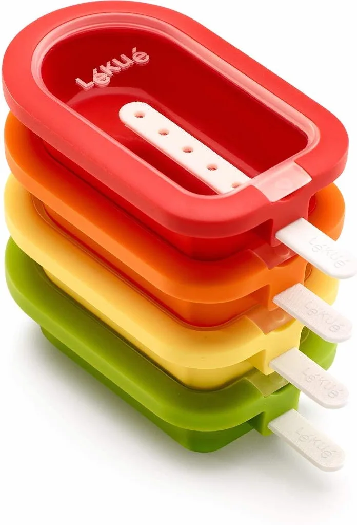 Lékué Pack Moule à glace empilable Classique 16,5 cm 4 pièces Rouge/Jaune