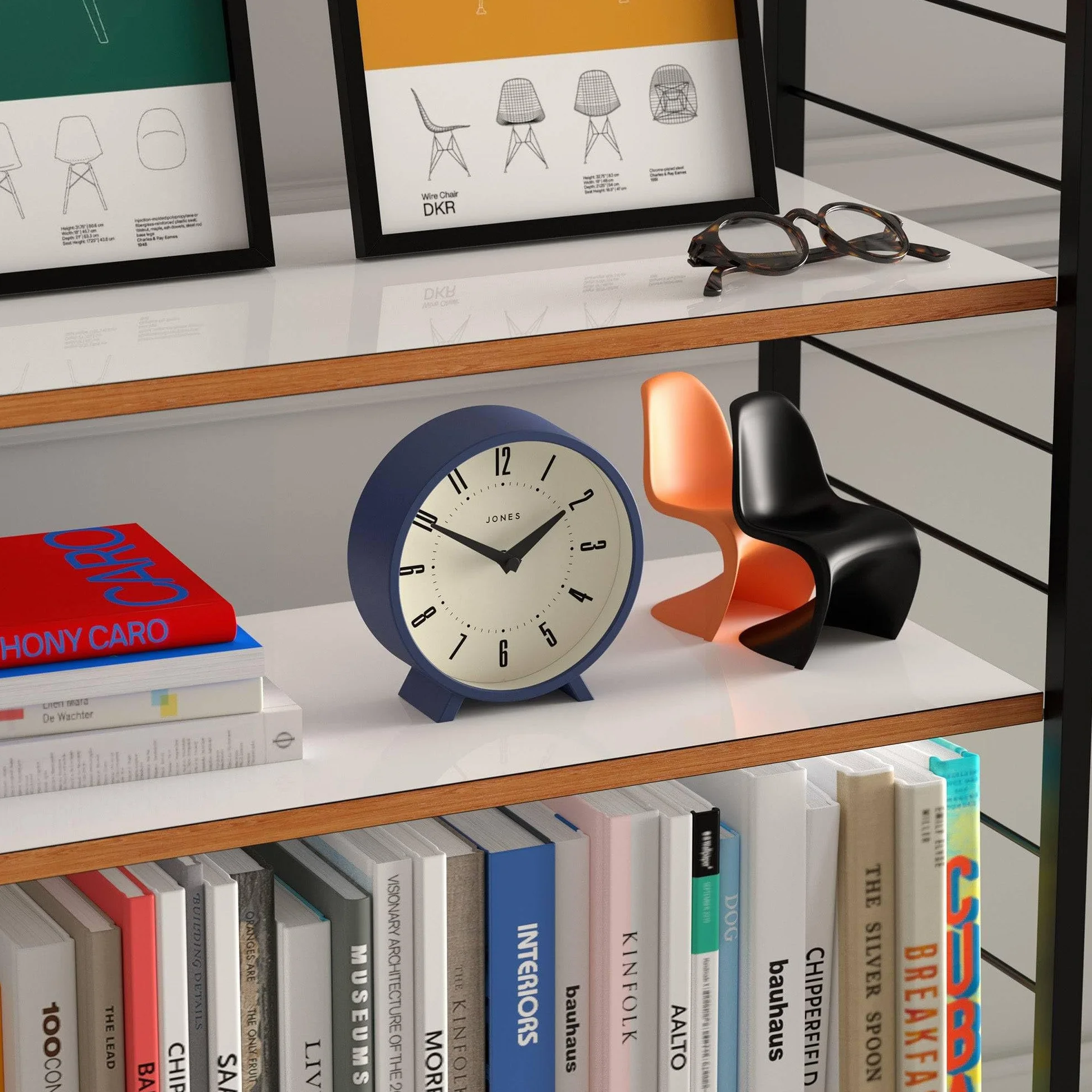 JONES CLOCKS Venus Horloge de Bureau Moderne Ronde Bleu Style Rétro