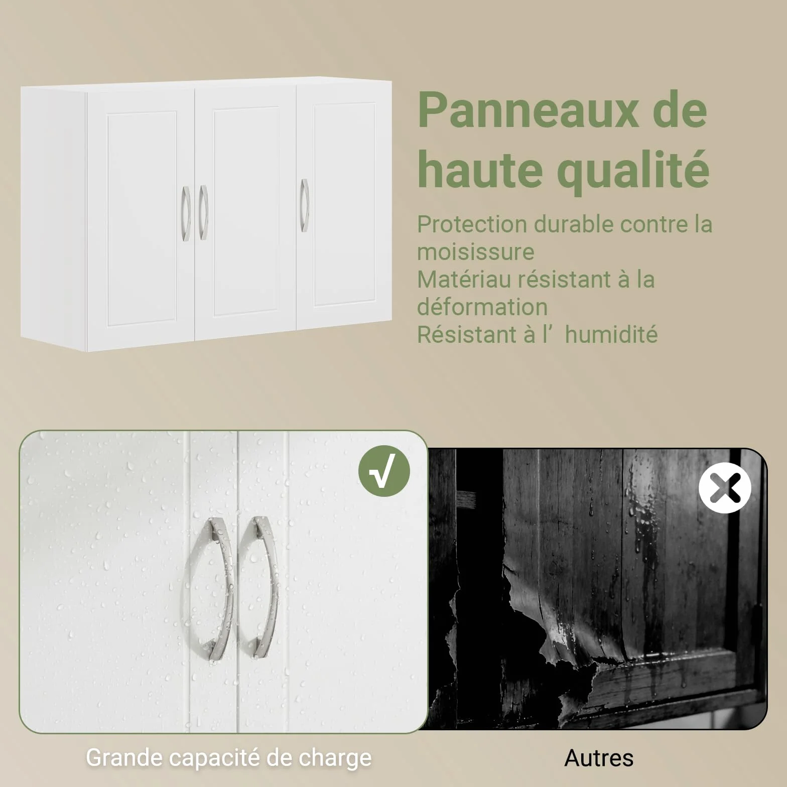 SoBuy Meuble Haut Salle de Bain Blanc Armoire Murale Salle de Bain avec Étagères Réglables Étagère Murale et Meuble WC Suspendu Placard Cuisine Mural et Armoire Pharmacie Murale 90x30x60 cm FRG231-L-W