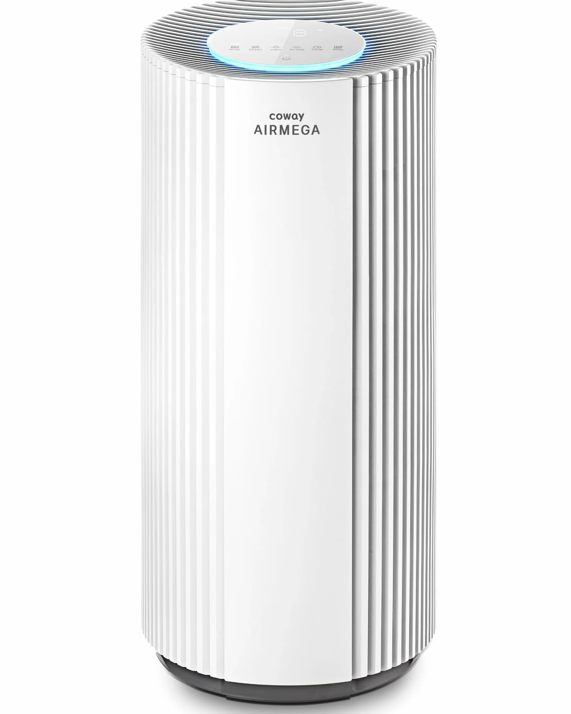 COWAY Purificateur d’air grande pièce, CADR 734 m³/h, purifie 153 m² en 30 min, filtre HEPA fumée, allergies, poils animaux, odeurs, affichage PM1/2.5/10, mode éco, AIRMEGA 450 Blanc