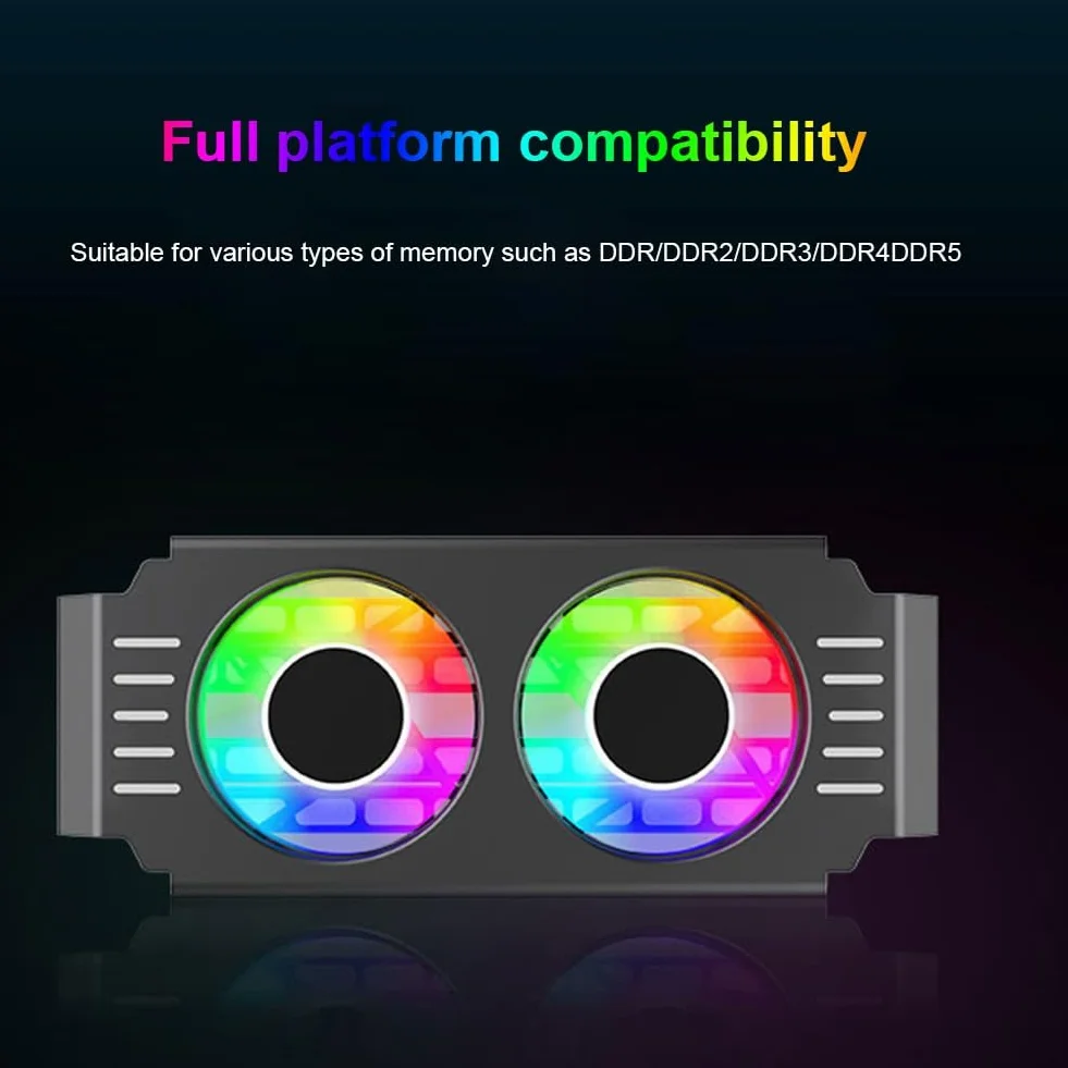 Module de Mémoire RAM Cooler DDR3 DDR5 5V 3Pin PWM 4Pin Light Sync 120mm Double Ventilateurs Radiateur Blanc