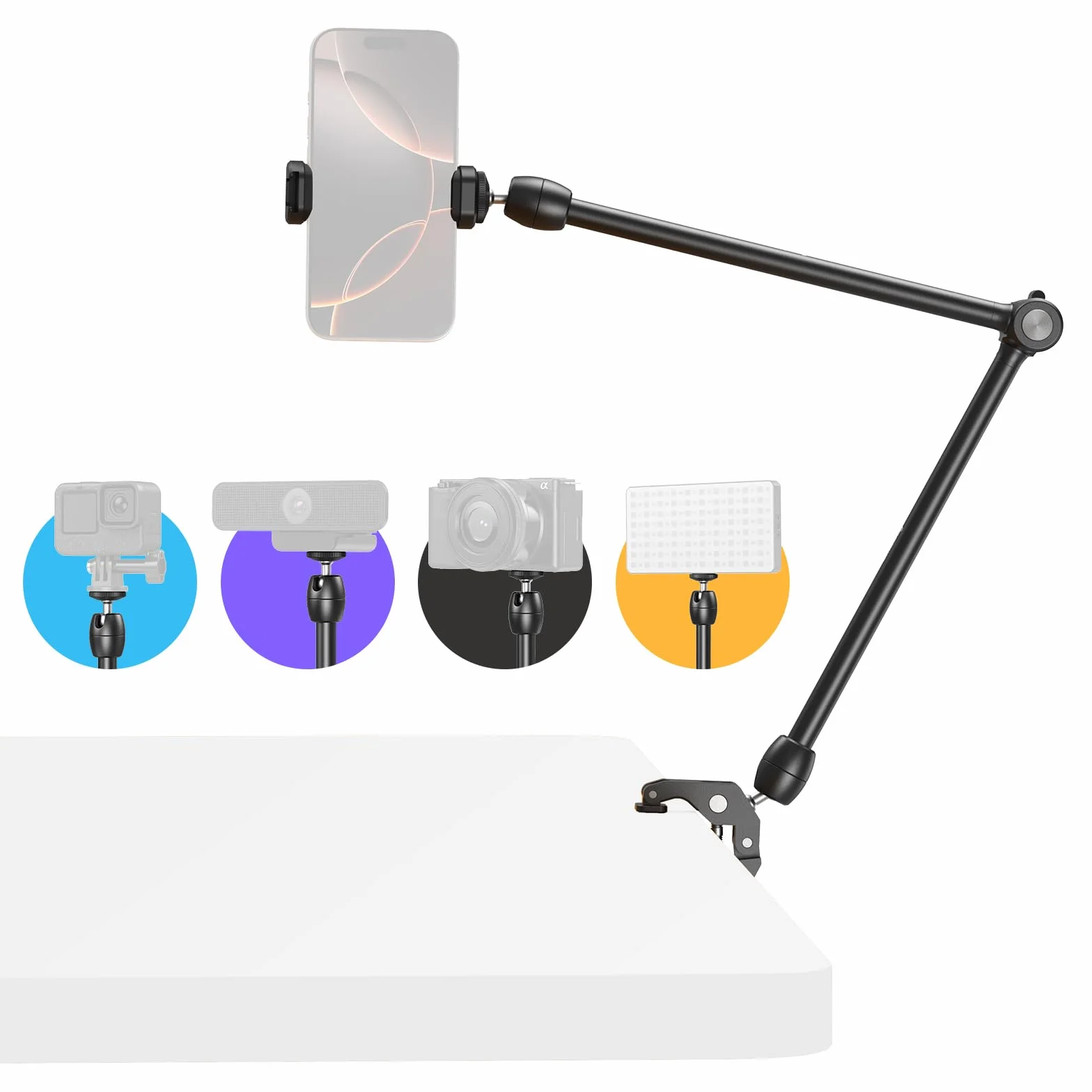 SMALLRIG 21,7" Magic Arm z Super Clamp, uchwyt na telefon, elastyczny uchwyt na biurko ze śrubą 1/4", do iPhone'a, lustrzanki cyfrowej, kamery sportowej, lampy wideo -5624