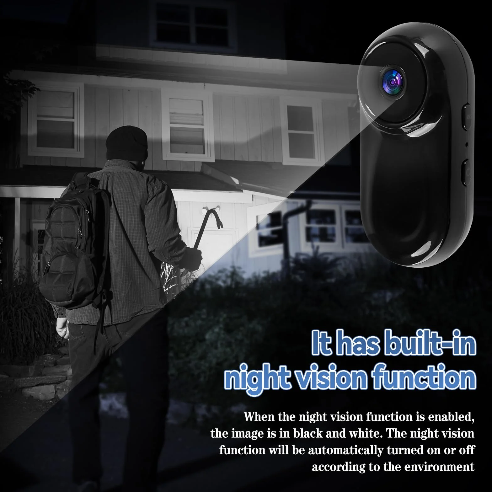 Mini kamera z kciukiem 1080p HD, przenośna kamera do vlogowania z szerokim kątem 130°/F2.0, przenośna kamera wideo z dźwiękiem, do vlogów, podróży, sportów