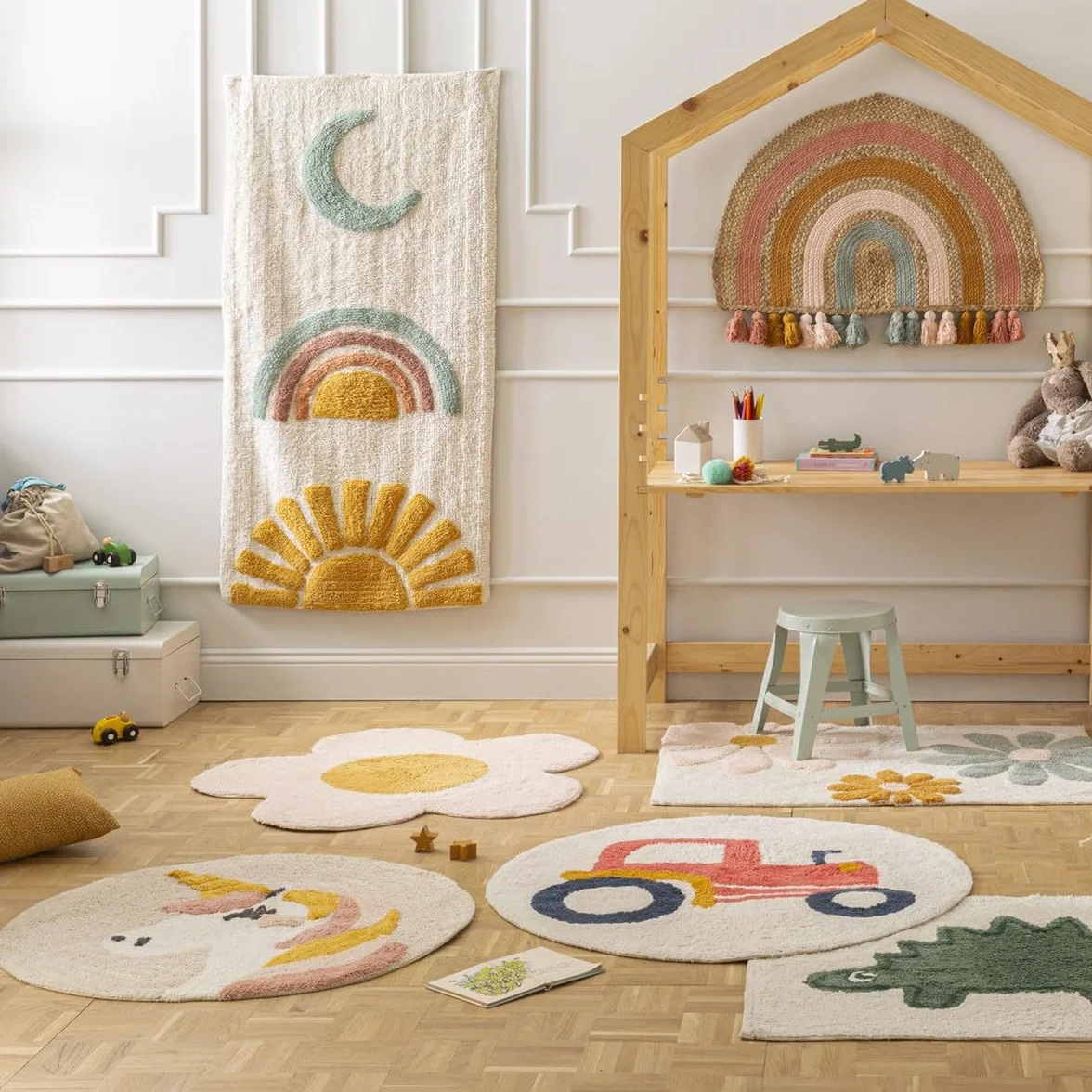 Tapis Marguerite Enfant en Coton tufté 80x80cm