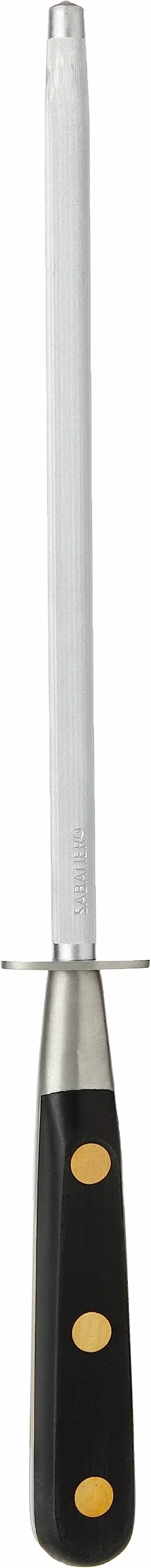 LION SABATIER - Fusil à Aiguiser IDEAL 20 cm - Mèche Ronde Haute Résistance : Affûte, Aiguise et Ravive vos Lames et Couteaux - Entretien Quotidien - Fabriqué à Thiers - 70g