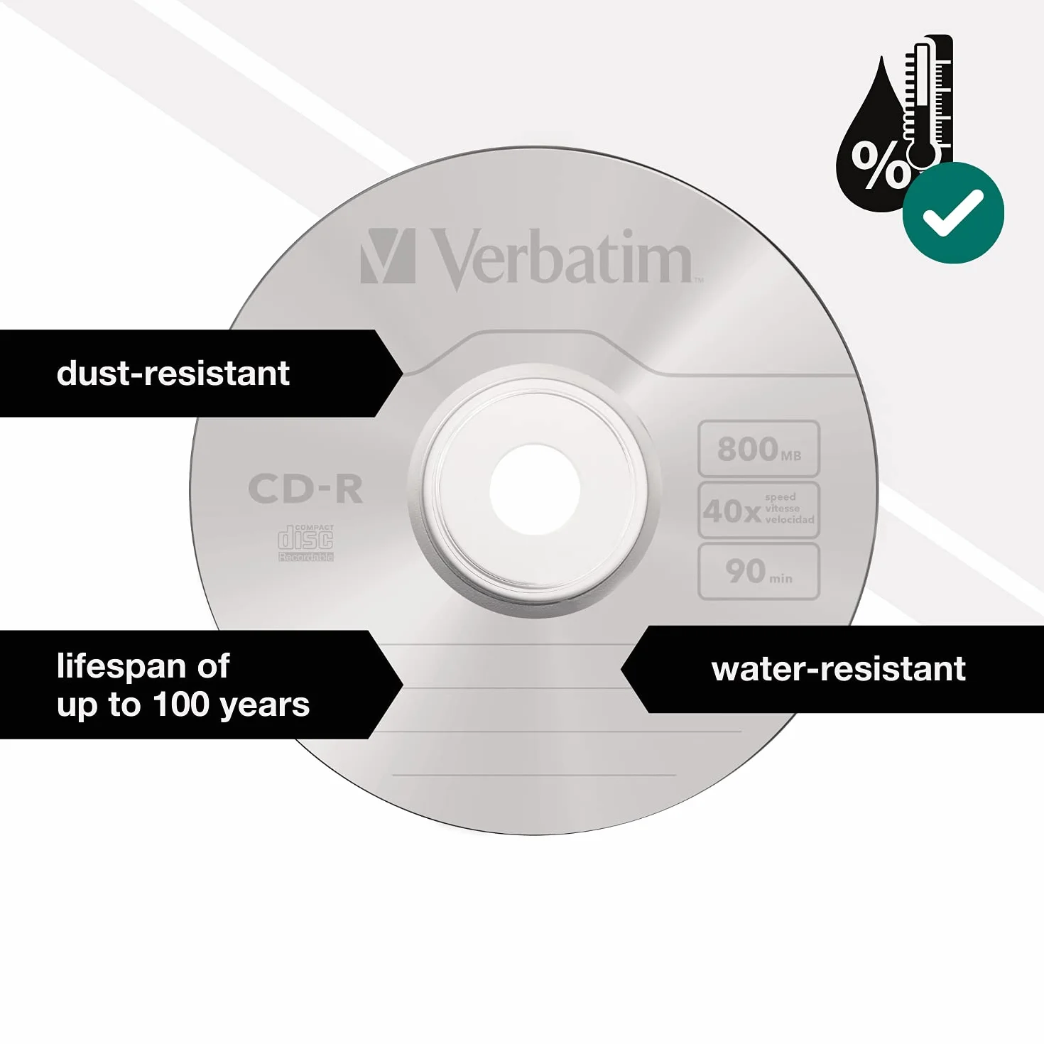 Verbatim CD-R 90 min 40X 800 MB Extra Protection Jewel Case 10 sztuk