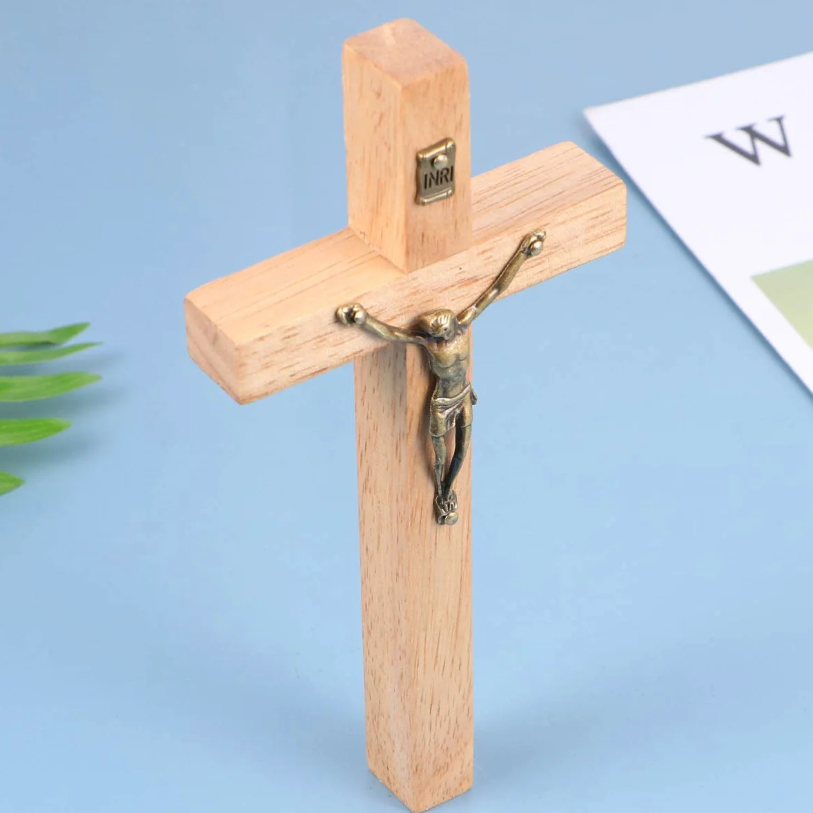 Garnek Bois Chrétien Mur Croix Alliage de Zinc Crucifix Artisanat Décoration Murale Maison