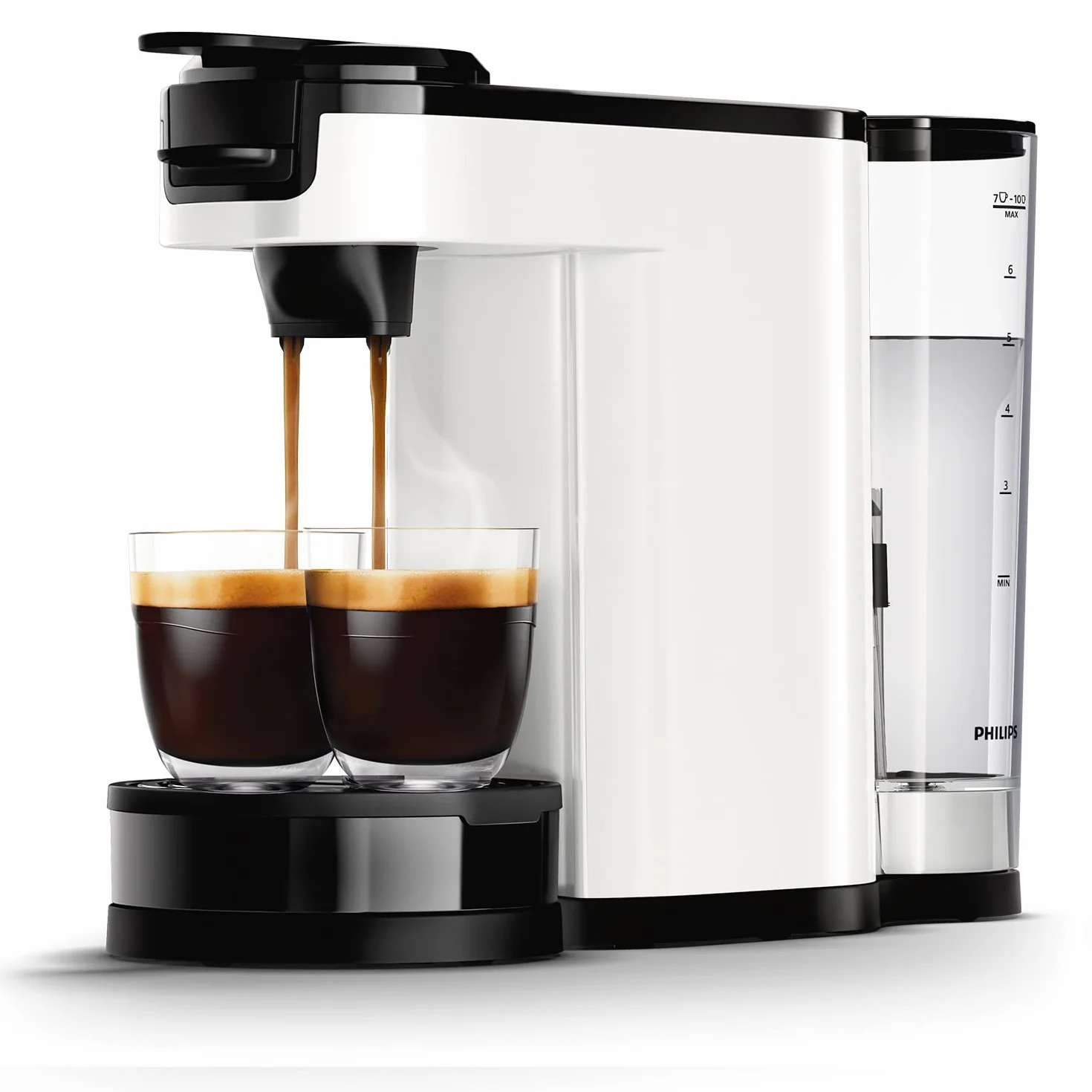 Philips Senseo Switch Machine à Café à Dosettes et Filtre - Technologie 2 en 1, Réservoir d'Eau de 1 L, 7 Tasses en une Seule Fois, Couleur Blanc Titane (HD6592/05)