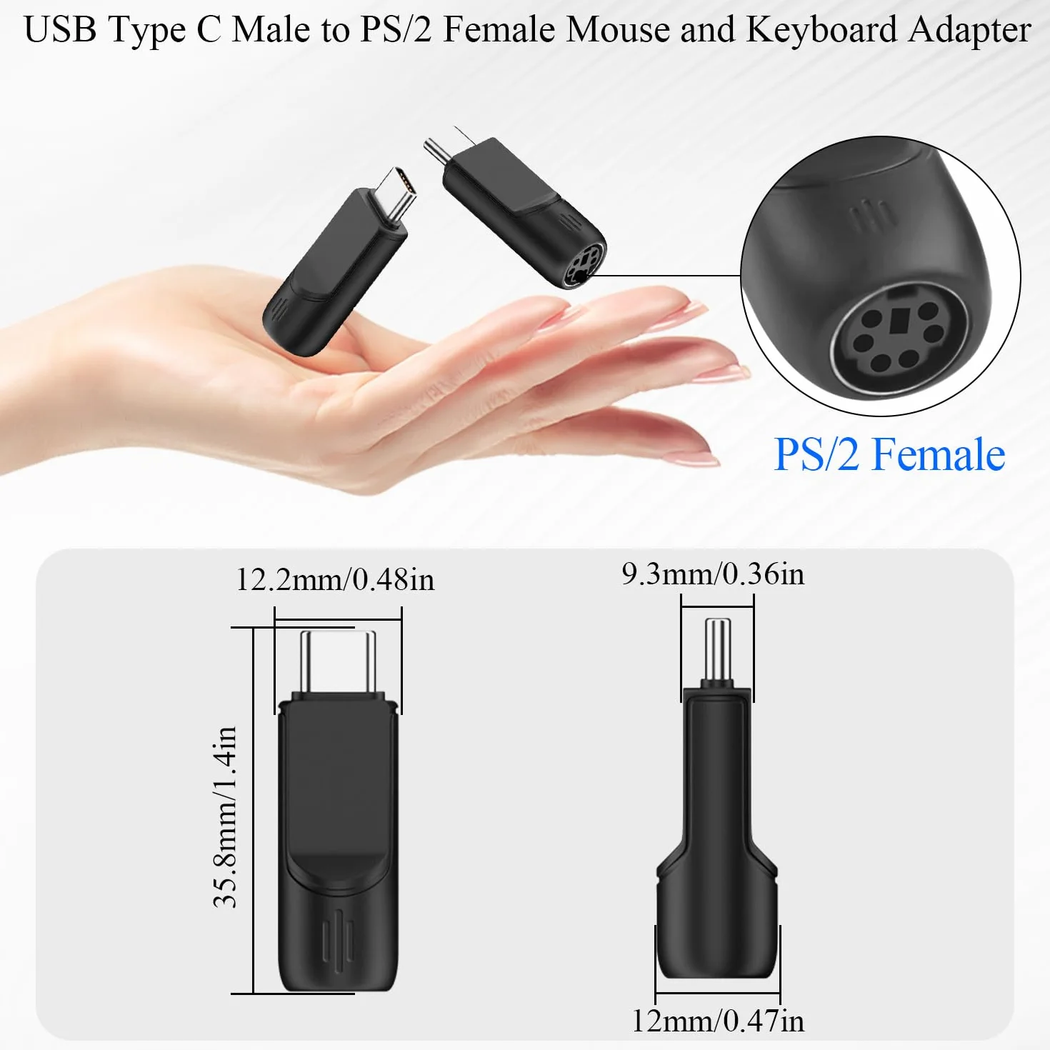 Adaptateur USB C vers PS2 Lot de 2 pour clavier souris PC portable
