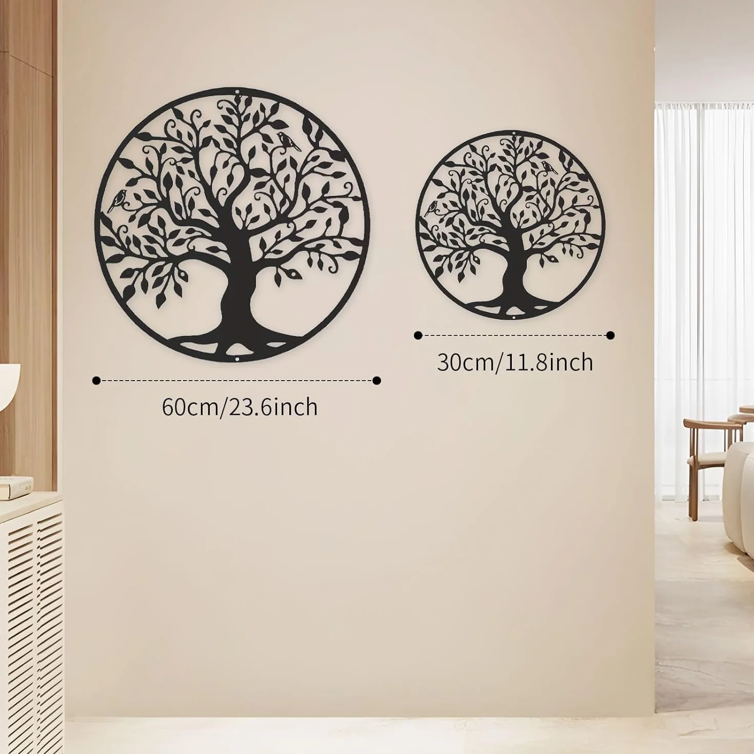 Grande décoration murale arbre de vie en métal 60 cm à suspendre RPixc