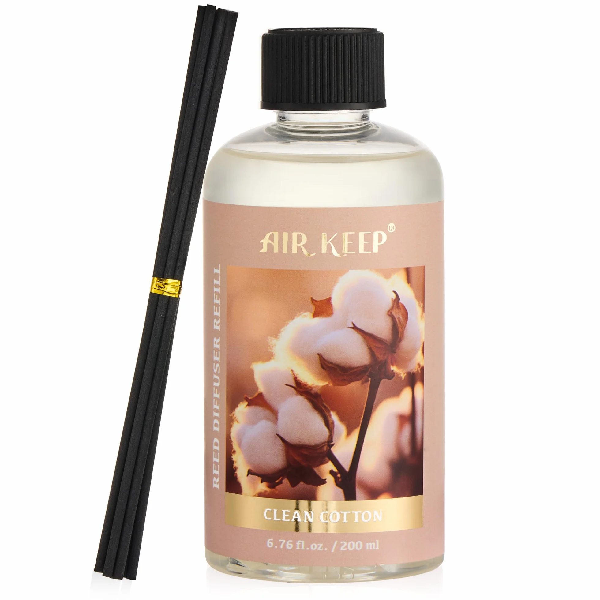 Airkeep Recharge Liquide Parfumé 200ml pour Diffuseur à Bâtonnets Clean Cotton Parfum d'Ambiance Maison