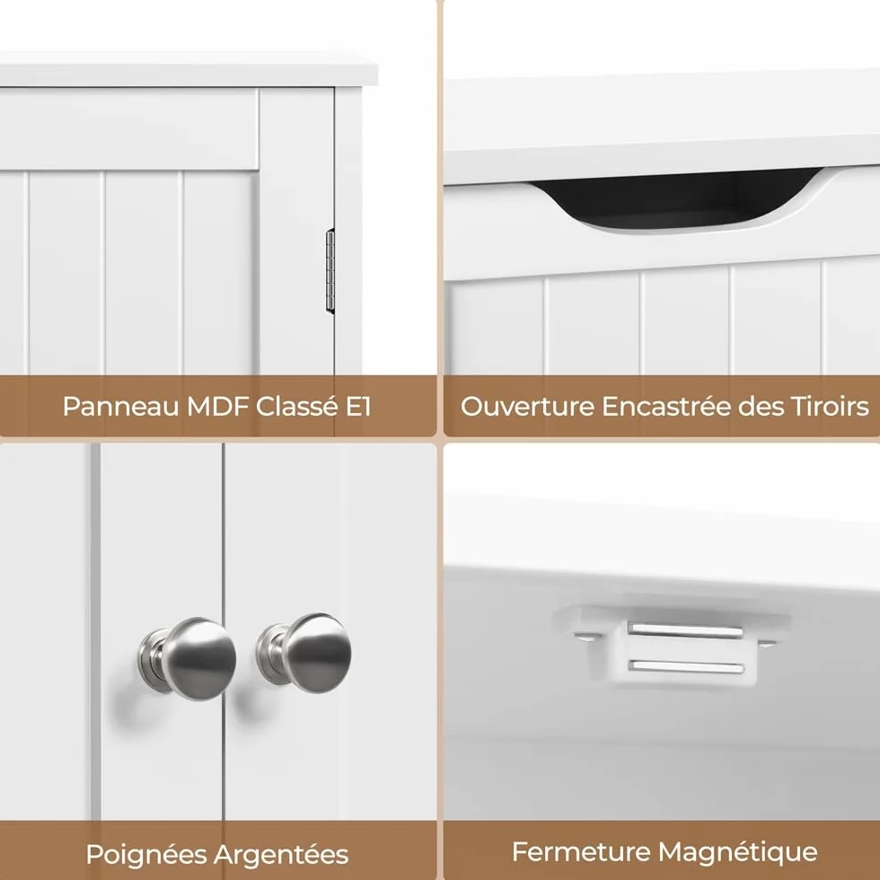 Yaheetech Meuble Salle de Bain Rangement, Armoire Toilette, avec 4 Tiroirs et 1 Large Placard, 1 Etagère Intérieure, 81 × 30 × 83 cm, Grande Commode Chambre Cuisine Blanc
