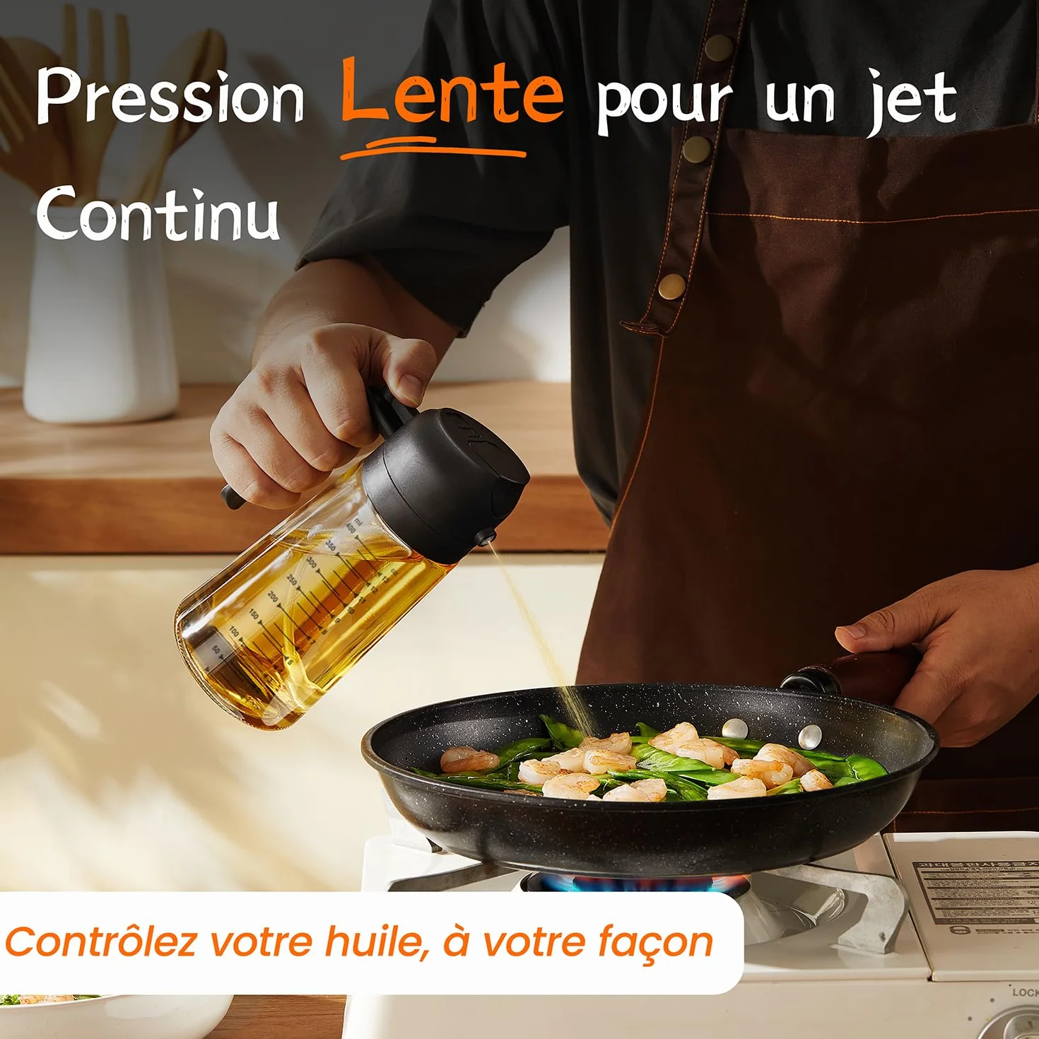 Spray Huile Cuisine 470ml Vaporisateur 2-en-1 Air Fryer Cuisson Salades Vinaigre Noir