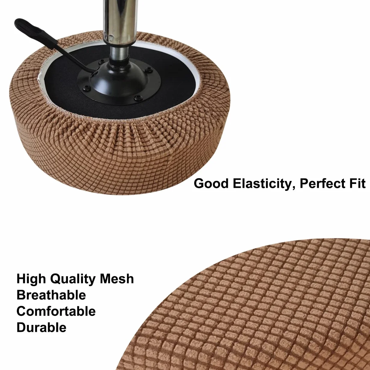 Housse Tabouret Rond 30-40cm Extensible Imperméable Lavable Doux Durable (2, Brun)