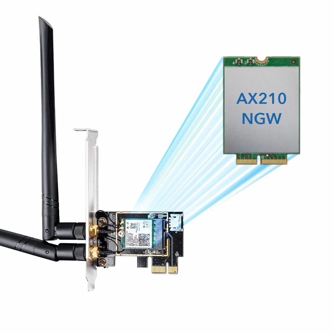 Cudy WE3000 AX 3000 Mbps bezprzewodowa karta WiFi 6 PCIe do komputera, moduł Bluetooth 5.0 wewnątrz, 2402 Mb/s 574 Mbps, Bluetooth 5.0/4.2/4.0, 802.11ax/ac/a/b/g/n Windows 10 64-bit czarny
