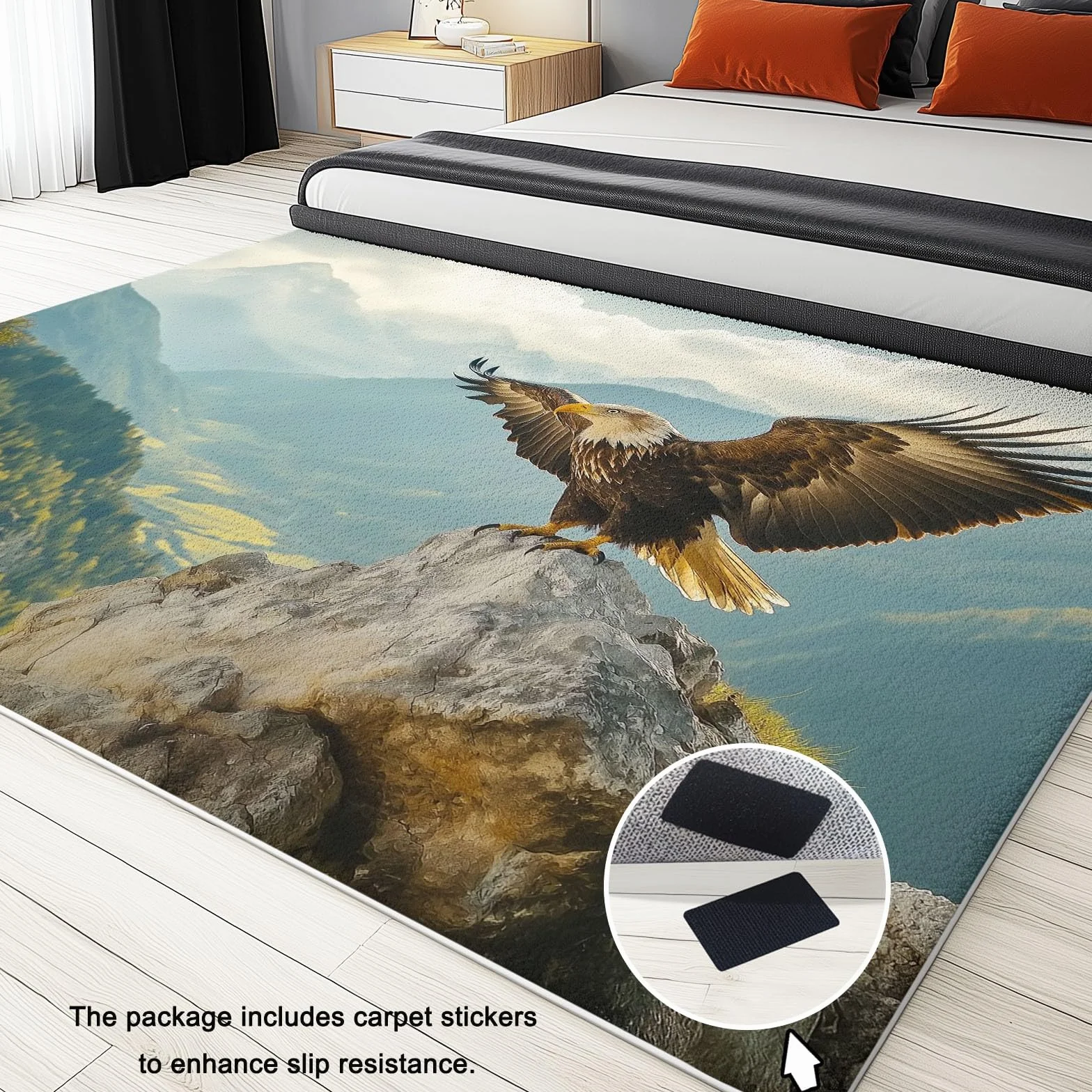 Tapis Salon Aigles d'oiseaux Naturels Motif Tapis de Chambre Doux Et Confortable Facile d'entretien Brun Poils Courts Antidérapant Tapis de Sol Lavable 80 x 150 cm