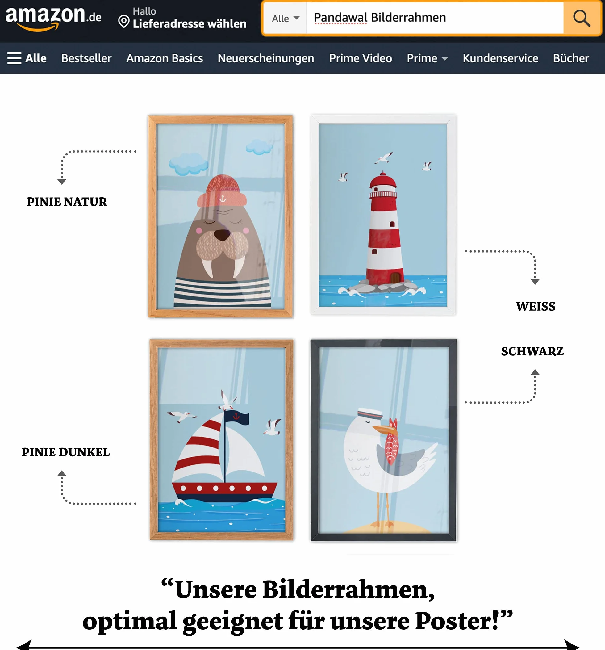Lot de 4 posters décoratifs pour chambre d'enfant, format DIN A4, motifs voile maritime mouettes