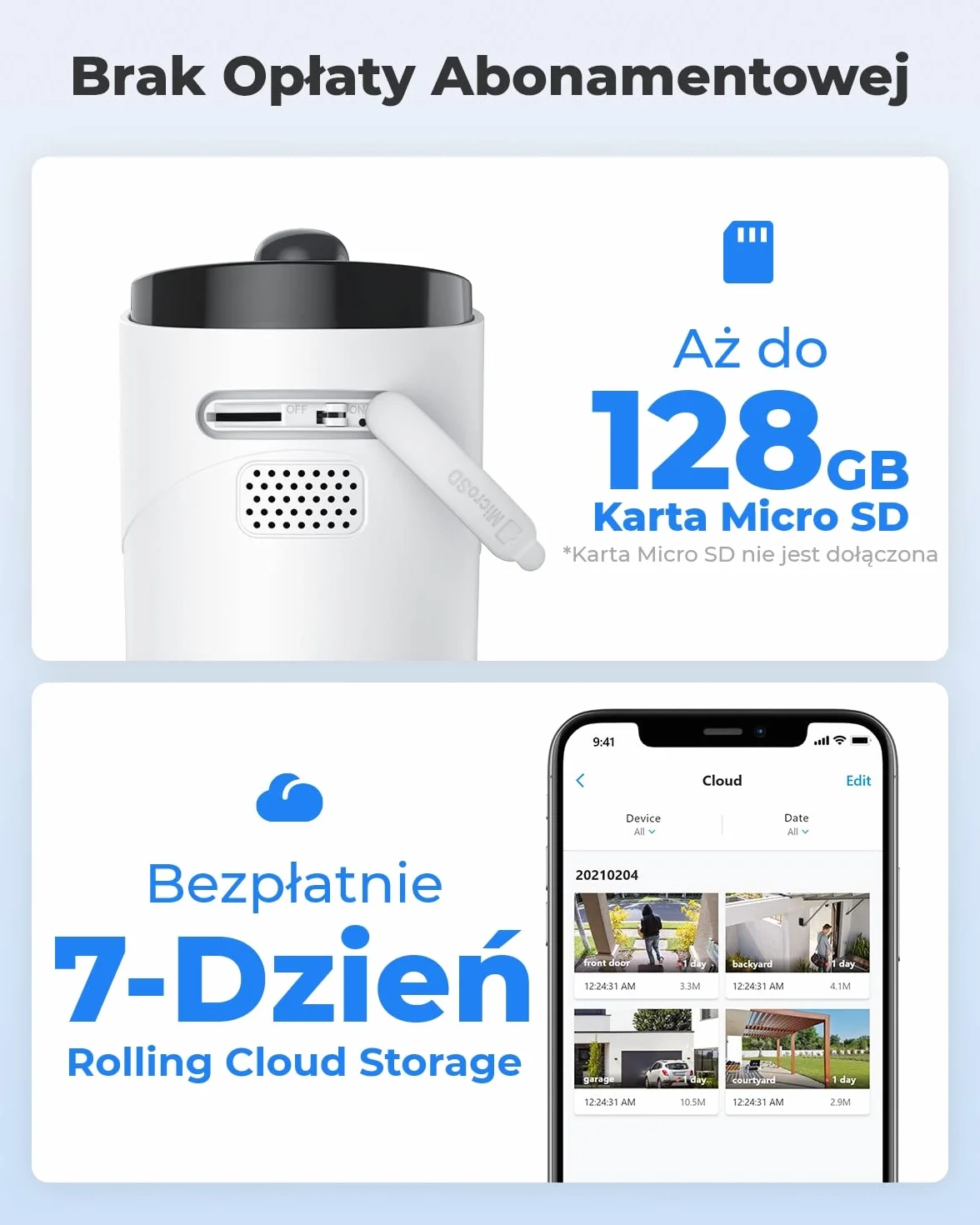 Reolink Solarna Kamera Zewnątrz, Akumulatorowa, Bezprzewodowa WiFi 1080P PIR Detekcja Ruchu, Dwukierunkowe Audio Gniazdo Kart Micro SD Bezprzewodowa Kamera IP, Argus Eco z Panelem Słonecznym