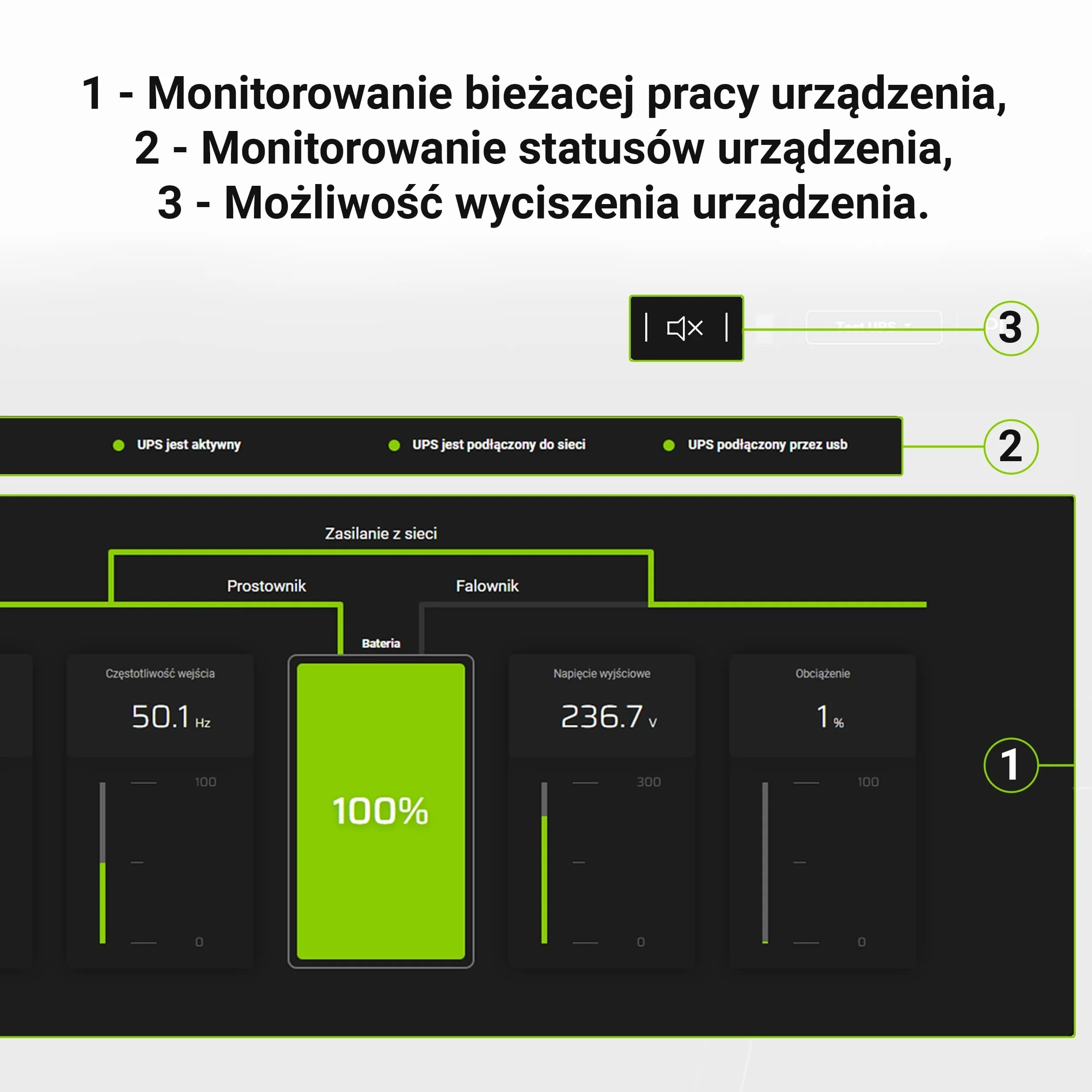 Green Cell Zasilacz Awaryjny UPS 600-999VA 360W Power Proof z wyświetlaczem LCD | Line-Interactive AVR | 230V | 2x Schuko