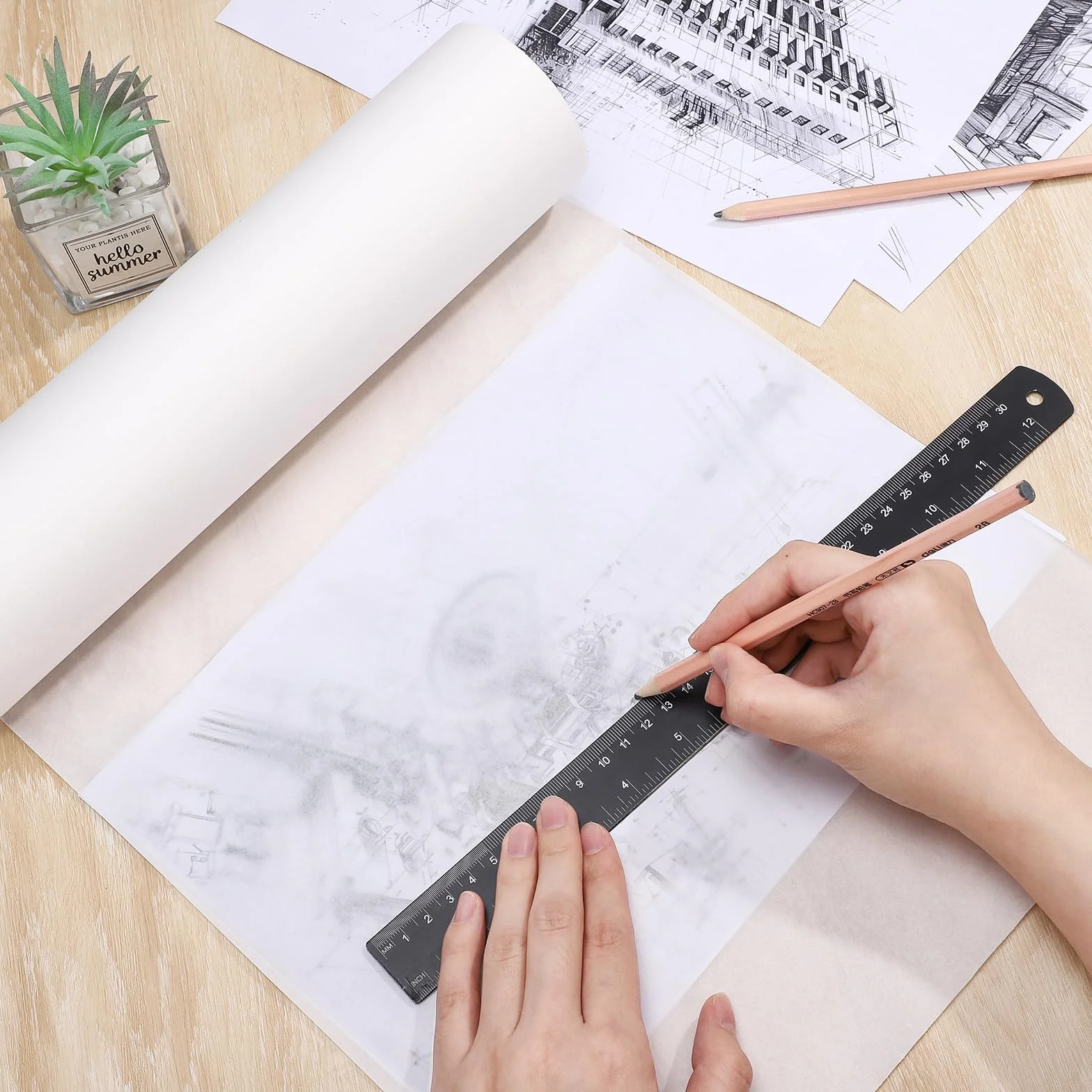 Papier calque 45 cm x 50 m – Papier blanc translucide pour dessin, croquis, et patron de couture