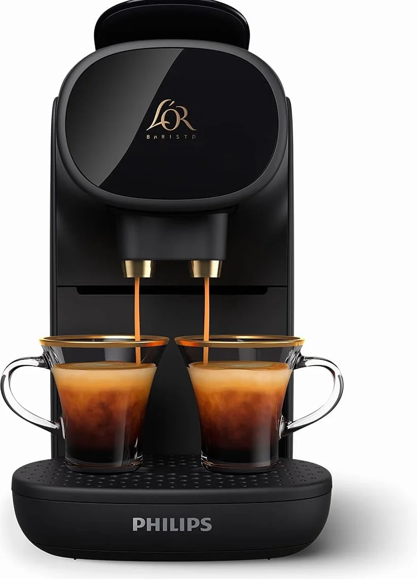 PHILIPS L'Or Barista Cafetière à capsules Sublime - machine à café à 19 bars, Piano Noir, Reconnaissance des Capsules Doubles, 1 ou 2 Tasses, Bac d'Égouttement Réglable, Noir (LM9012/60)