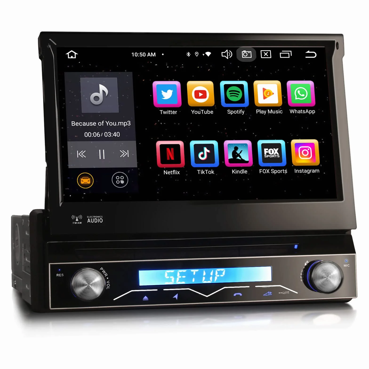 8 rdzeni 4GB+64GB Android 14 Radio samochodowe Nawigator GPS Universal 1 Din DVR Bezprzewodowy odtwarzacz CD/DVD CarPlay Android Auto WiFi DSP RDS 4G Bluetooth 5. 0 ekran dotykowy