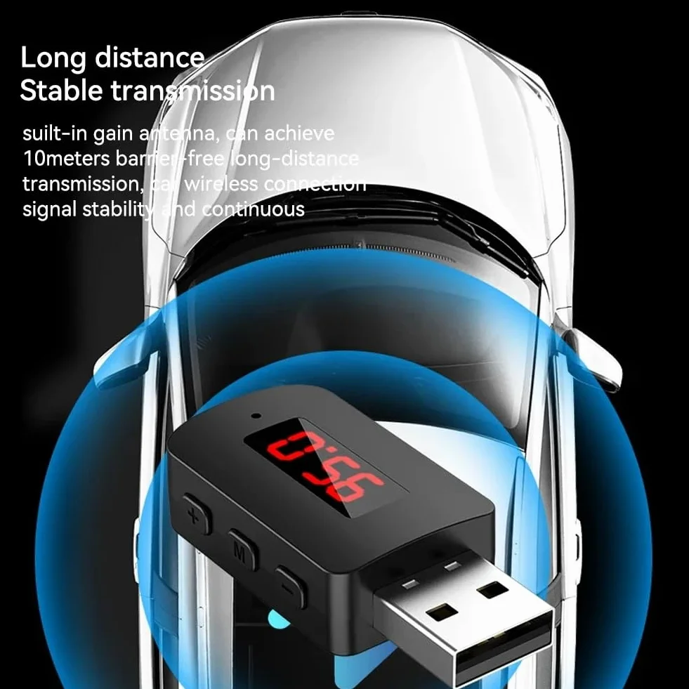 Car bezprzewodowy adapter Bluetooth 5.4 transmiter, odbiornik z mikrofonem, USB Power Audio AUX adapter do samochodu, audio, muzyki, bez użycia rąk