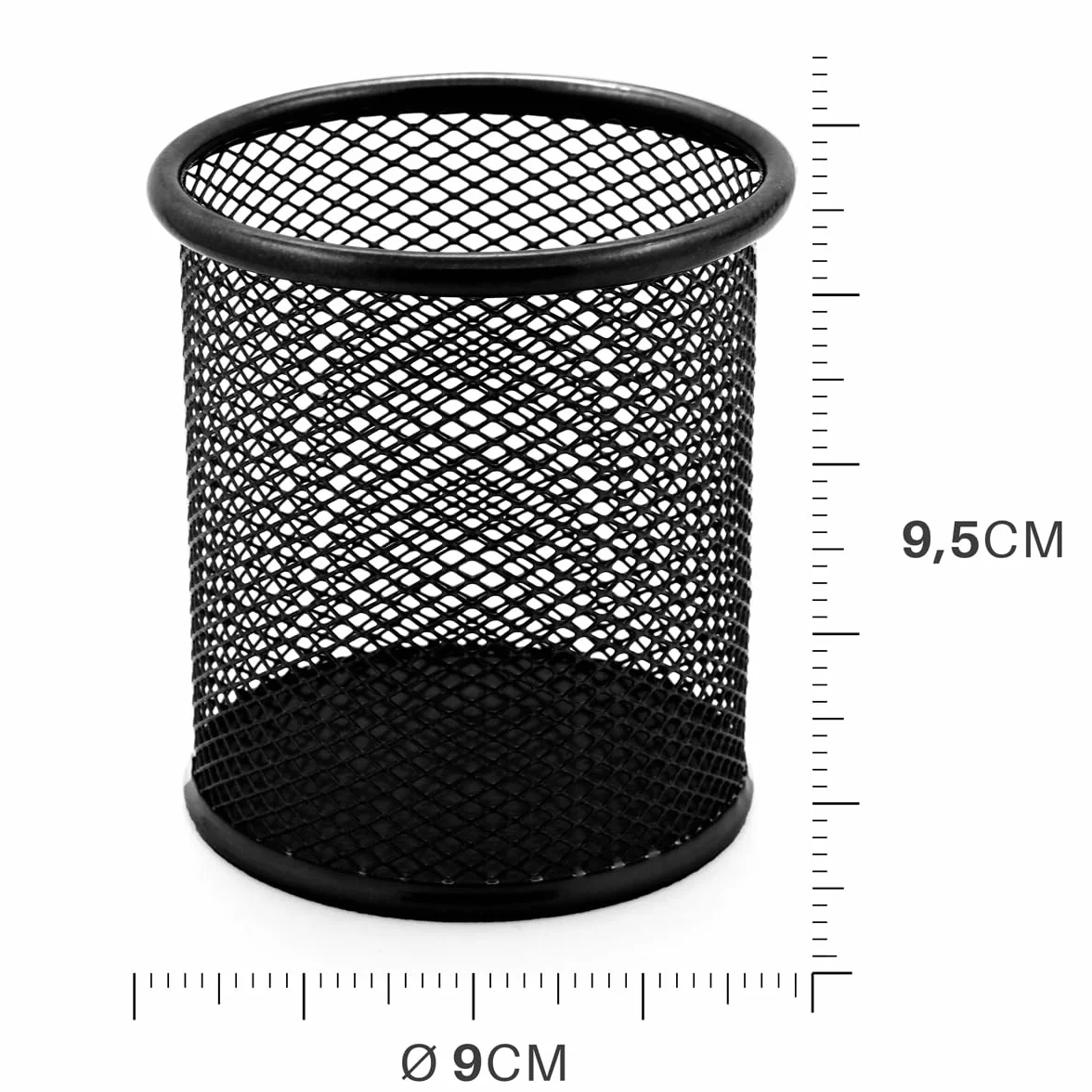 Waytex Lot de 6 Pots à Crayons de Bureau en Métal Mesh Noir