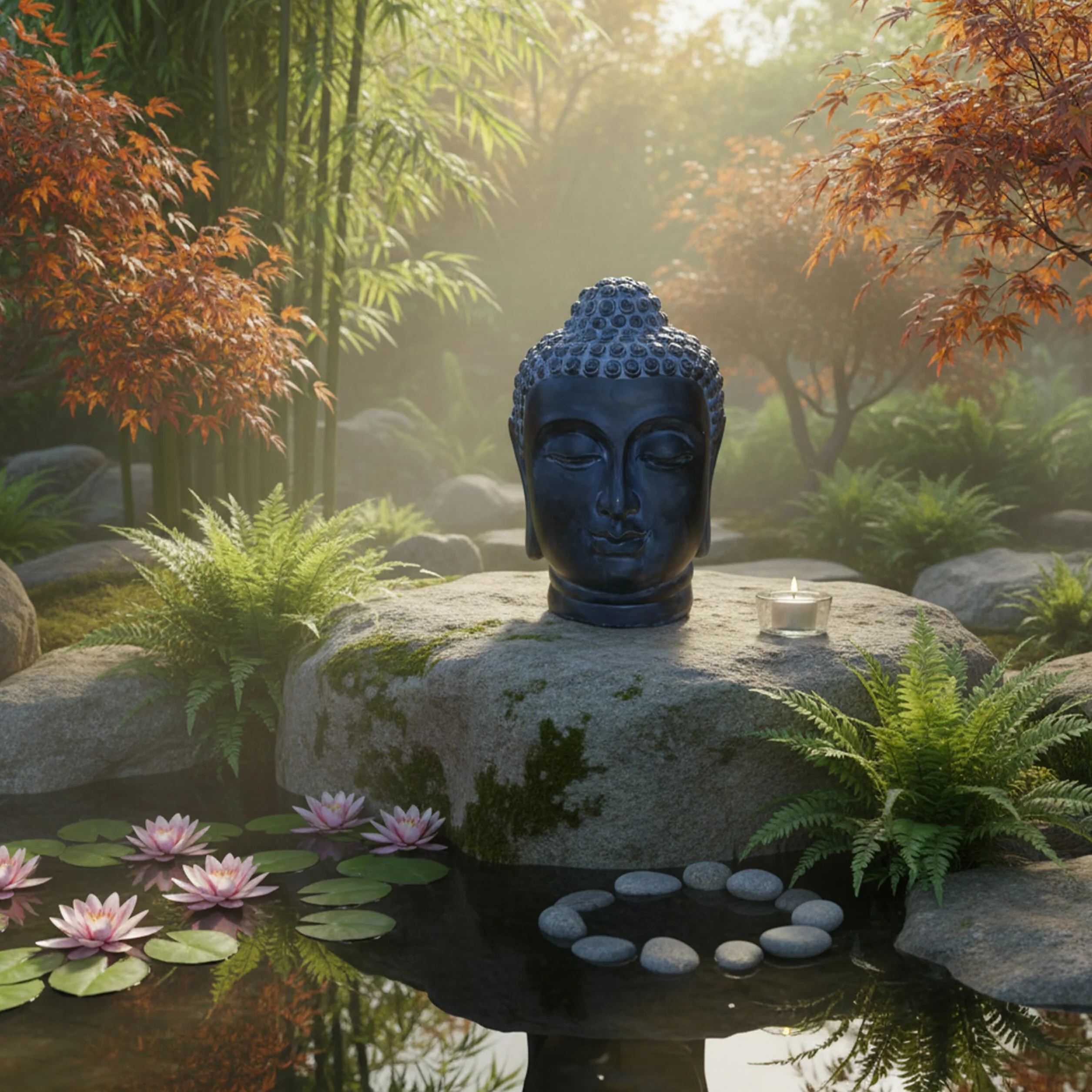 Relaxdays Tête de Bouddha déco Zen résistante aux intempéries Anthracite 55x36x32 cm