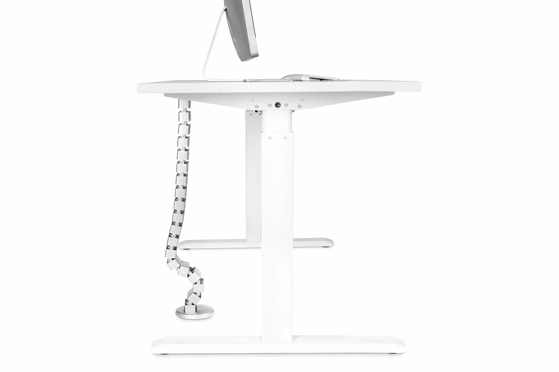 DIGITUS Pionowe prowadnice kabla - elastyczne zarządzanie kablami biurkowymi - metalowa podstawa - wysokość stołu do 130 cm - srebrny, normalny, DA-90506
