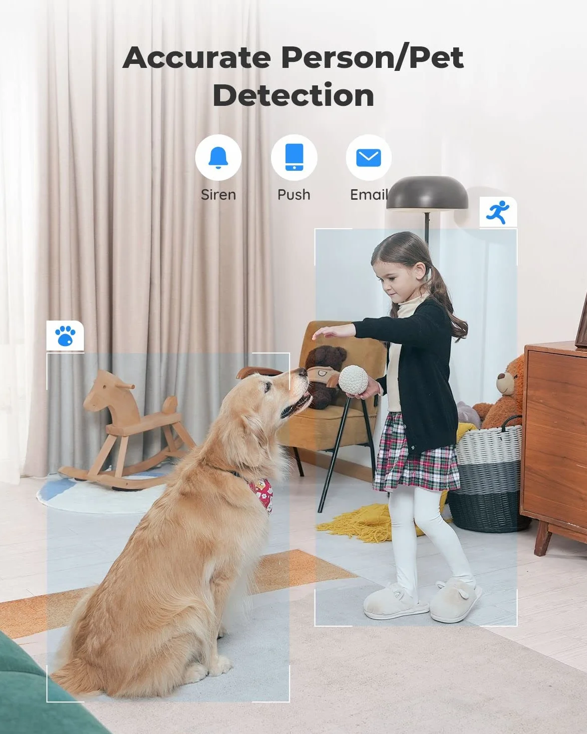 Reolink 5MP PTZ Wewnętrzna Kamera WiFi, 2.4/5 GHz WiFi CCTV z Detekcją AI Osób/Zwierząt, Auto-Śledzeniem, 3X Zoomem, Kamera Bezpieczeństwa dla starszych, zwierząt, dzieci, 2-kierunkowe Audio, E1 Zoom