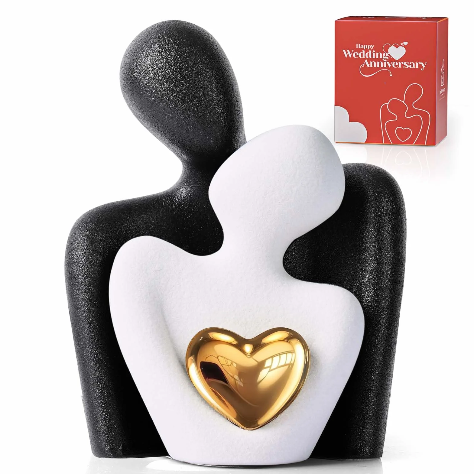 Statuette Couple en Porcelaine, Figurine Cadeau Mariage, Décoration Intérieur Romantique