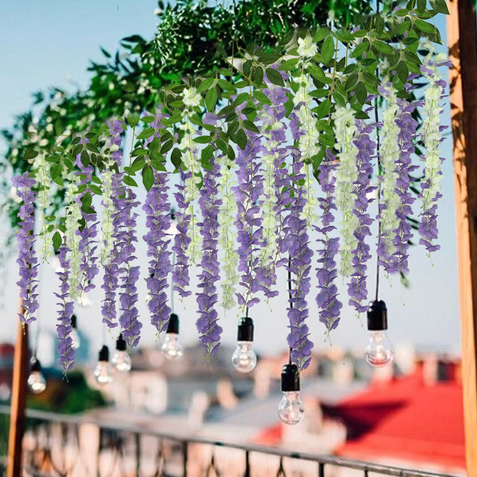 BIRDDIE 24 Pièces Fleur Artificielle Glycine Tombante pour Décoration Mariage Jardin