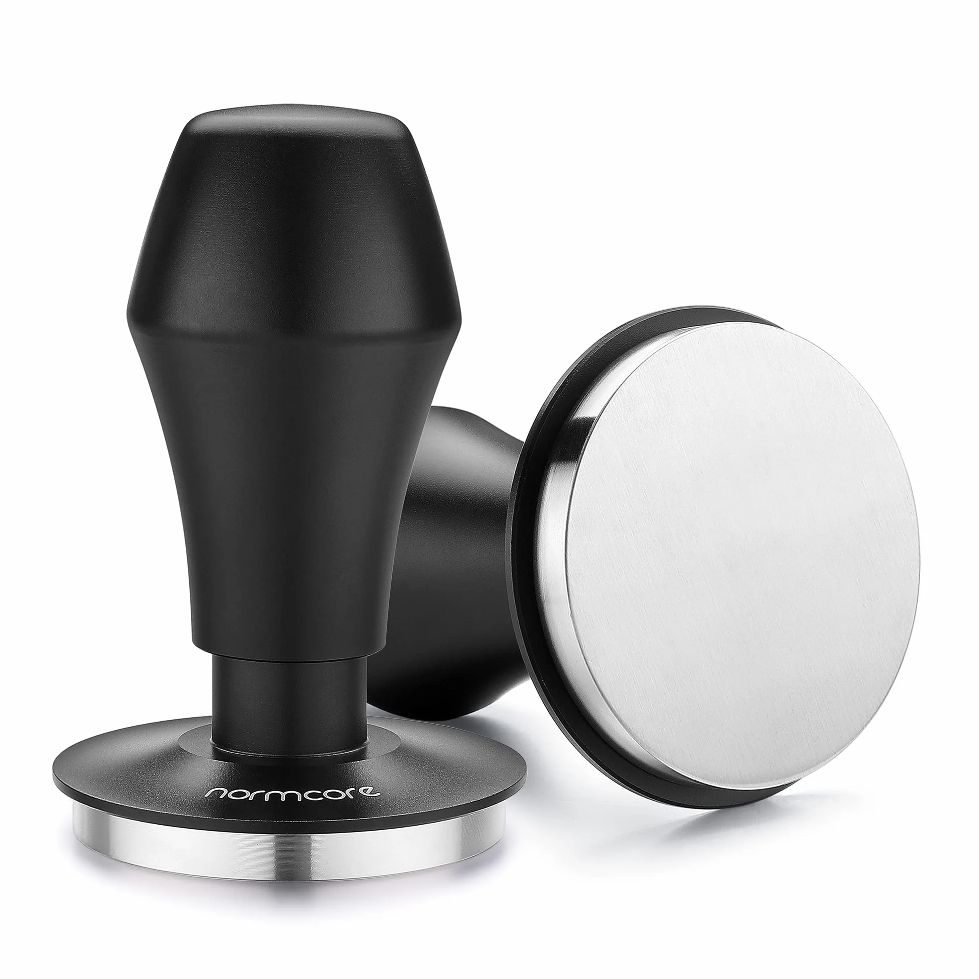 Normcore 58,5 mm Tampon à café V4.1 avec retour sonore clic, tampon à ressort avec base plate en acier inoxydable, compatible avec porte-filtre de machine à expresso de 58 mm, noir