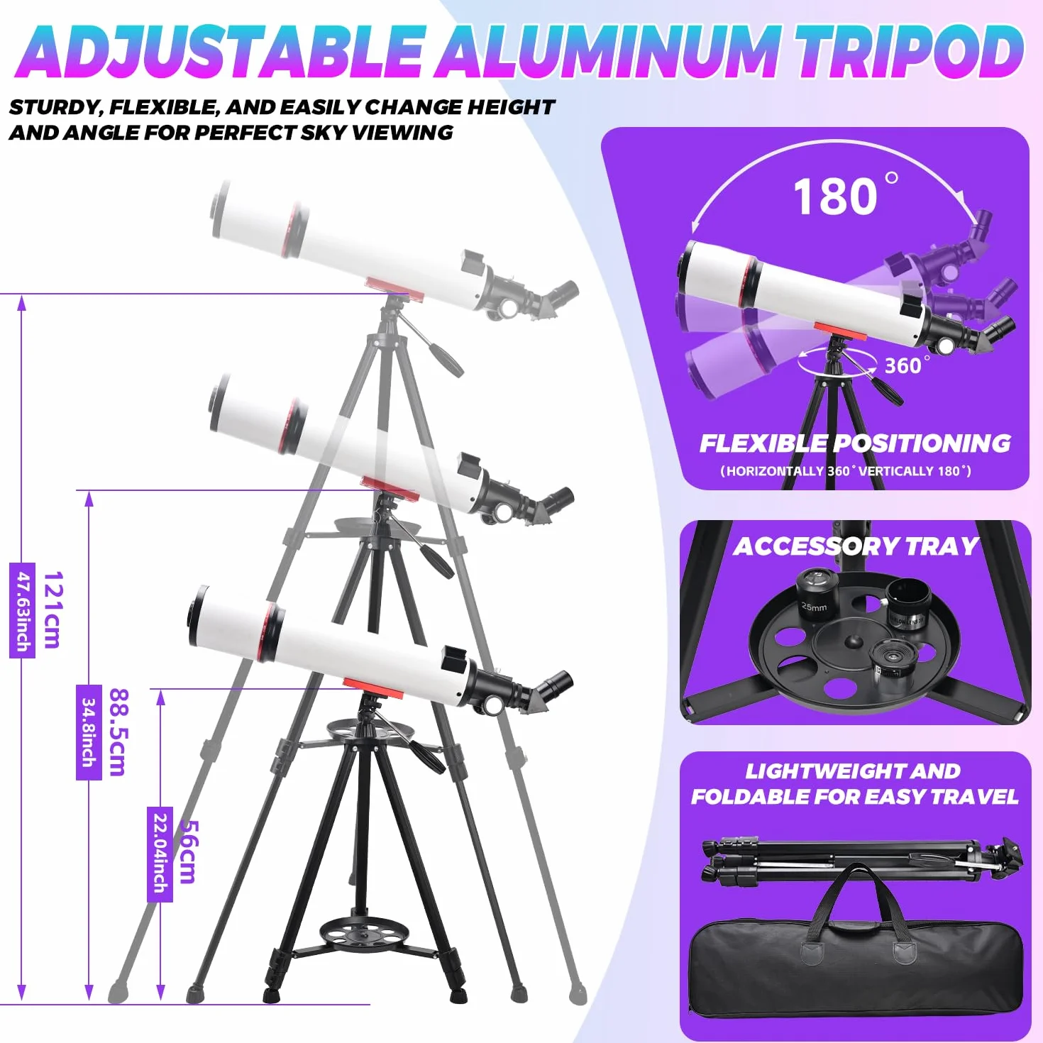 Astronomiczny teleskop dla dorosłych, otwór 90 mm, teleskopy refrakcyjne 600 mm, w pełni wielowarstwowy astronomiczny teleskop refrakcyjny ze statywem