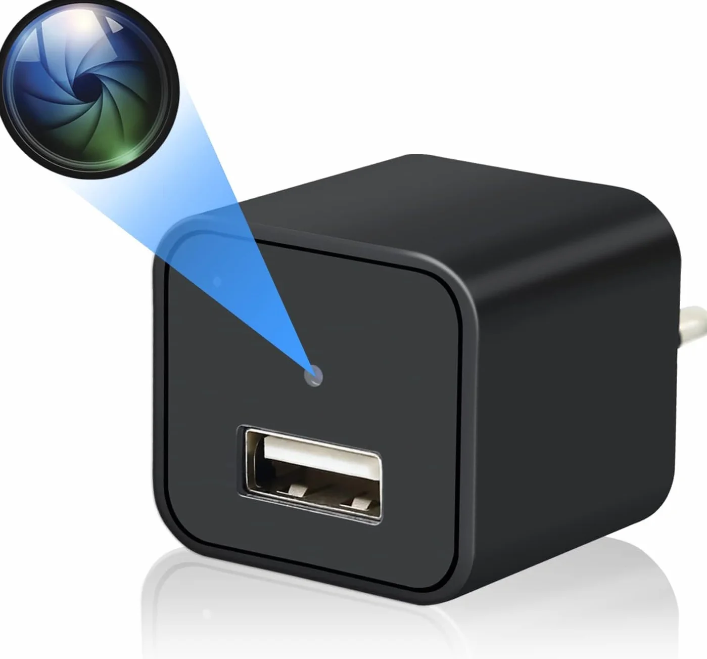 LXMIMI Ukryta kamera USB HD 1080P Mini kamera szpiegowska, ładowarka USB ukryta kamera, adapter do ładowania ukryta kamera szpiegowska obsługująca wykrywanie ruchu i nagrywanie w pętli (czarny)