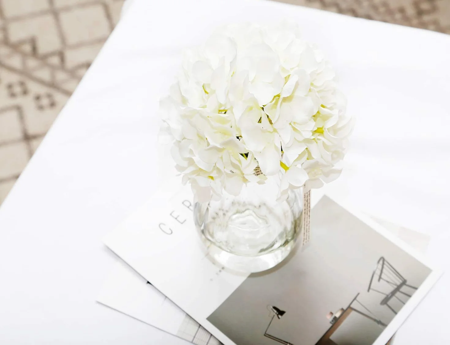 Hortensias Artificiels 12pcs Têtes de Fleurs avec Tiges pour Bouquets de Mariage Mariée