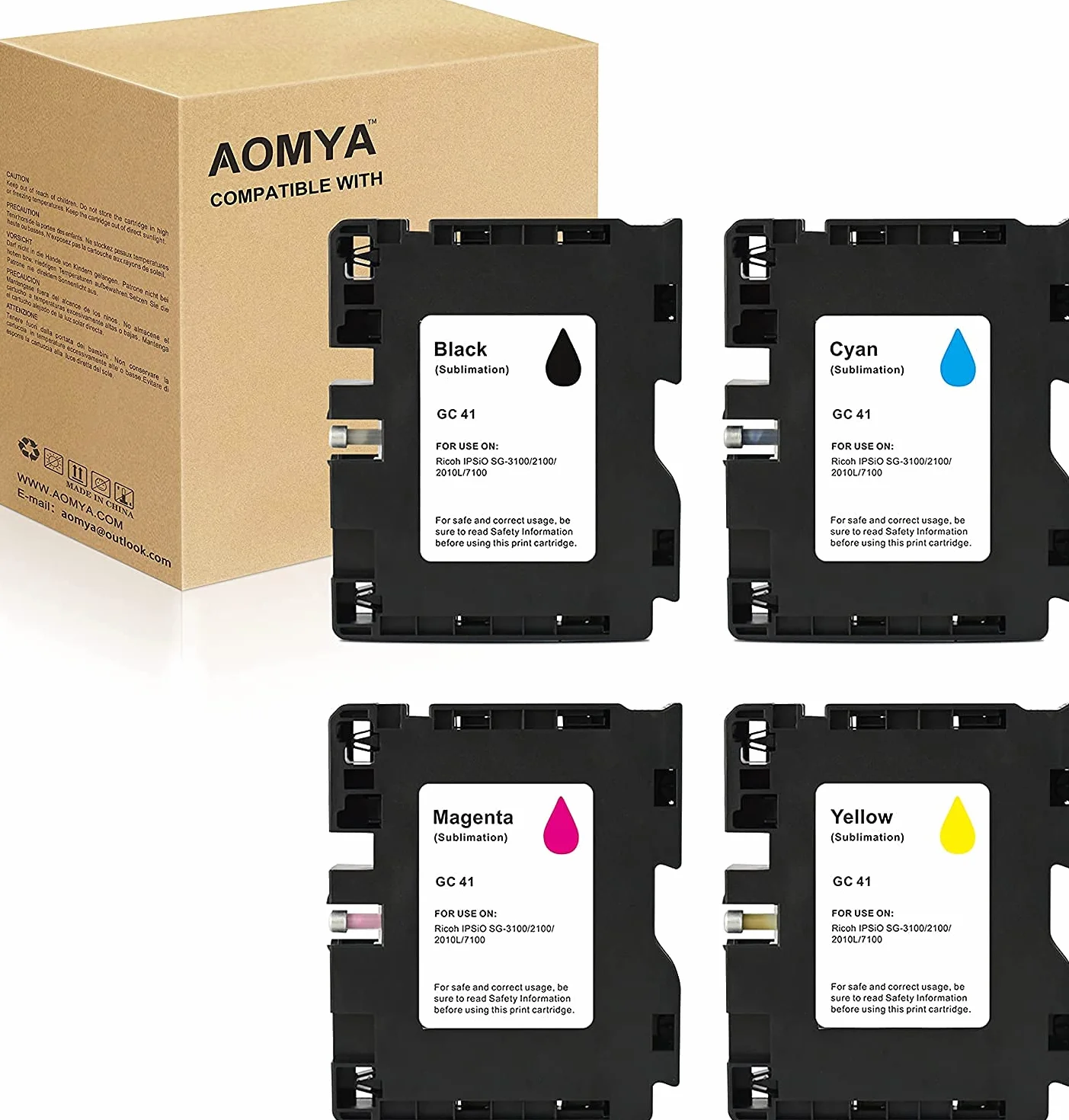 Aomya 4-Pack gc41 Sublimation Cartouche Transfert Thermique Compatible gc41 ipsio sg3100 sg2100